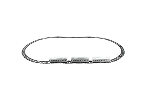 New York MTA 3-Pc Battery Operated Train Set with Track – 39 x 25 in, Silver