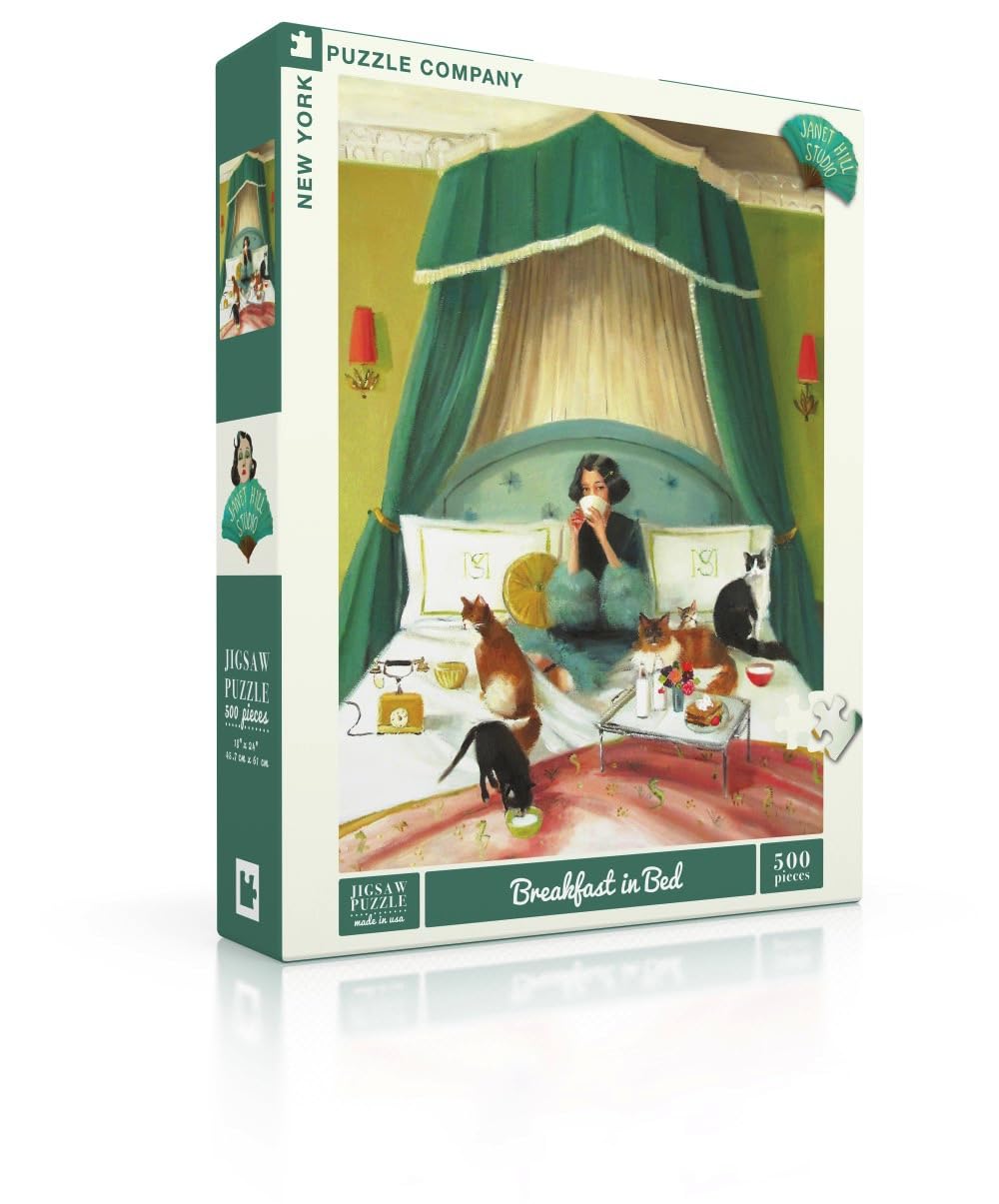 New York Puzzle Company – Janet Hill Breakfast in Bed 500-Piece Jigsaw Puzzle for Adults