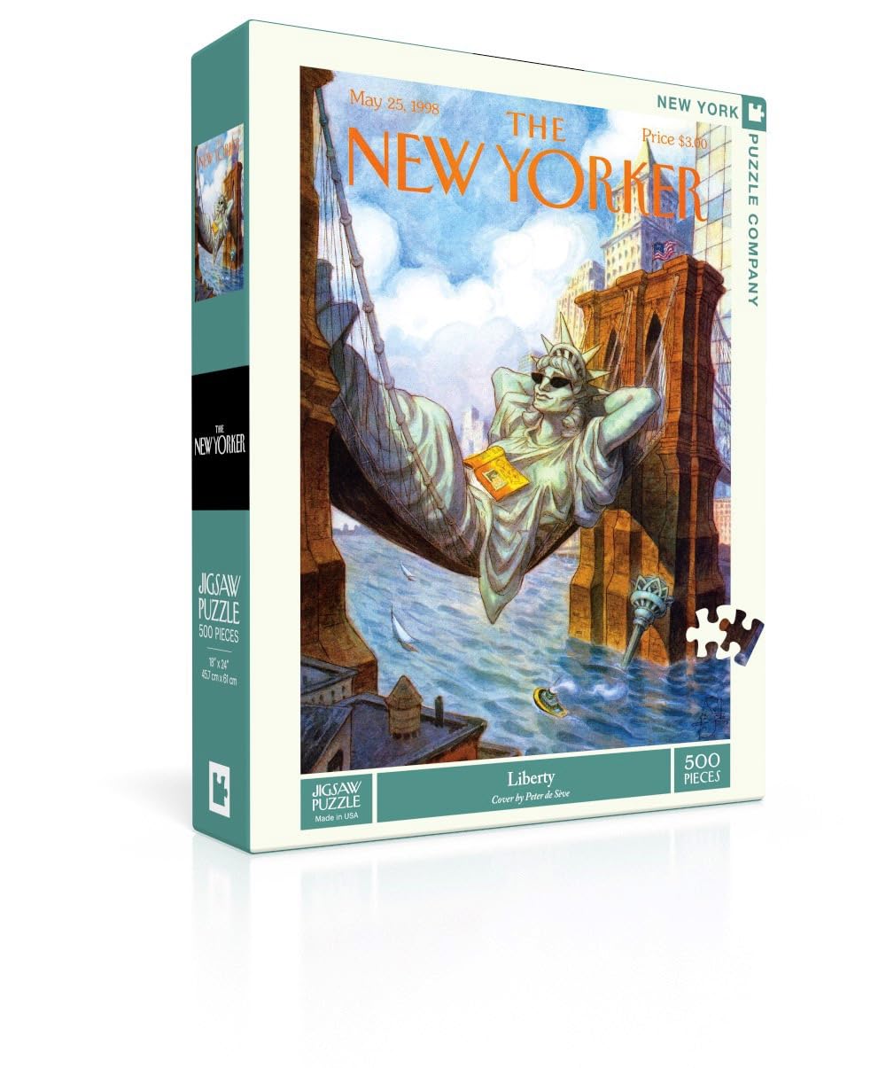 New York Puzzle Company - New Yorker Liberty 500-Piece Puzzle for Adults by Peter de Sève