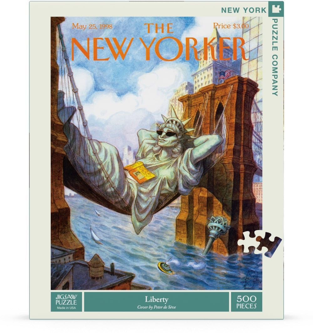 New York Puzzle Company - New Yorker Liberty 500-Piece Puzzle for Adults by Peter de Sève