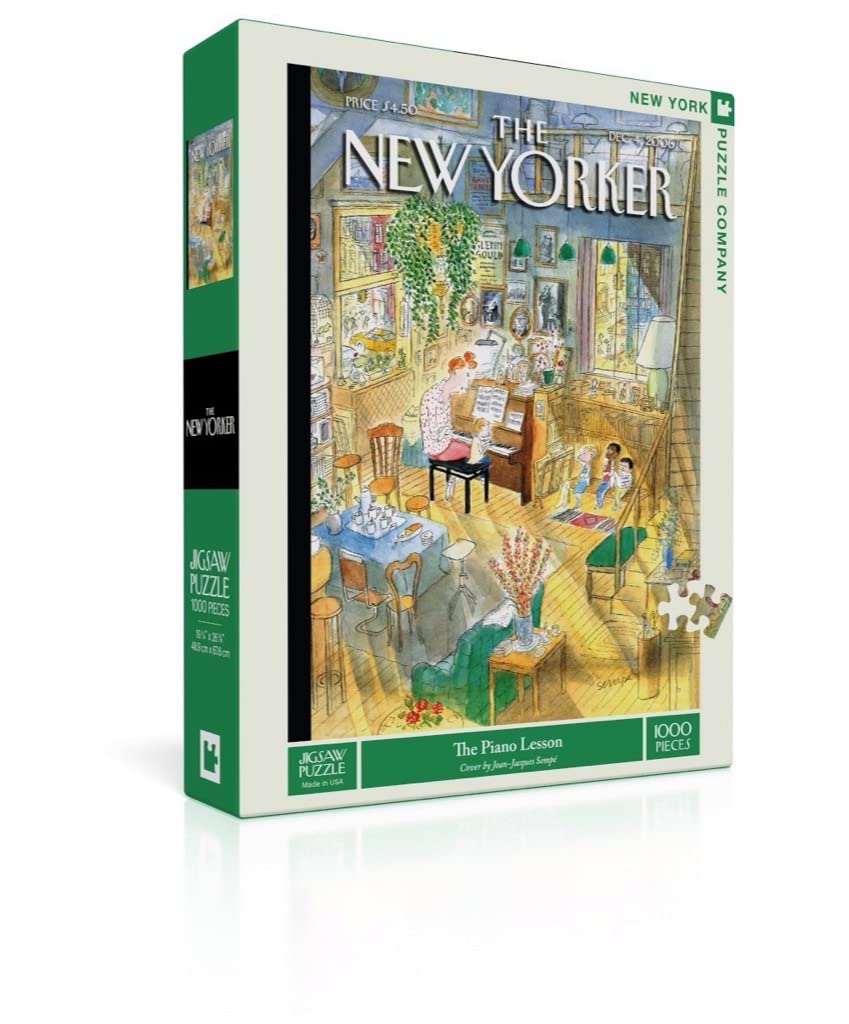 New York Puzzle Company - New Yorker: The Piano Lesson 1000 Piece Jigsaw Puzzle by Jean-Jacques Sempé