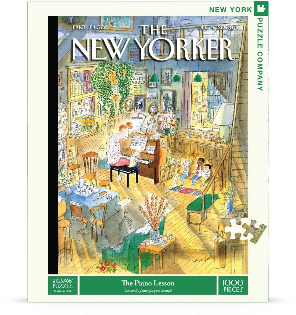 New York Puzzle Company - New Yorker: The Piano Lesson 1000 Piece Jigsaw Puzzle by Jean-Jacques Sempé