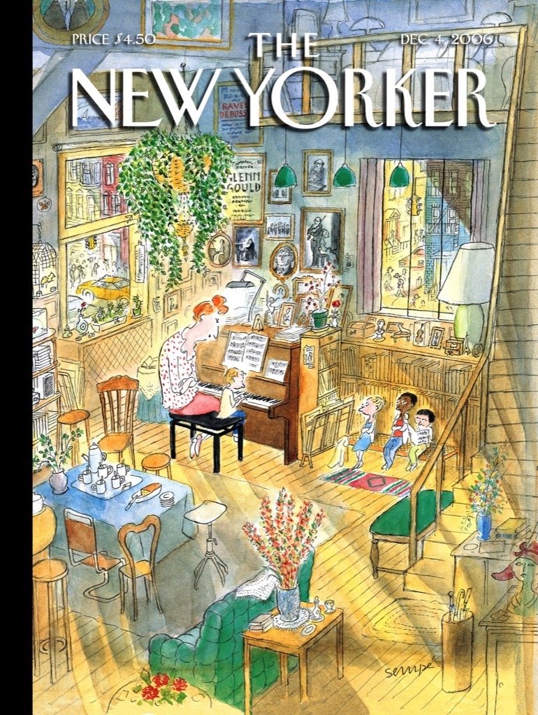 New York Puzzle Company - New Yorker: The Piano Lesson 1000 Piece Jigsaw Puzzle by Jean-Jacques Sempé