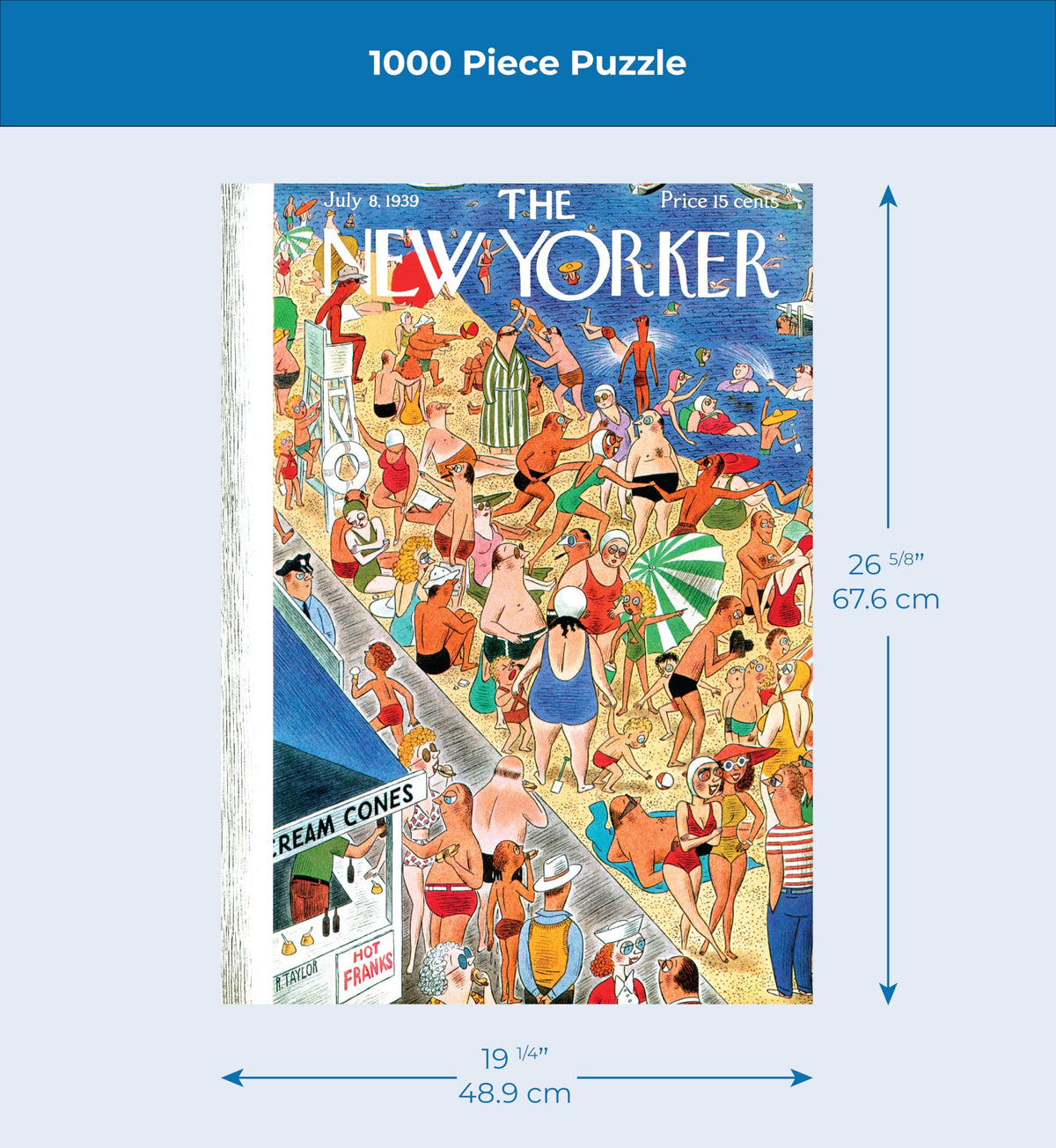 New York Puzzle Company - New Yorker Beachgoing - 1000 Piece Jigsaw Puzzle