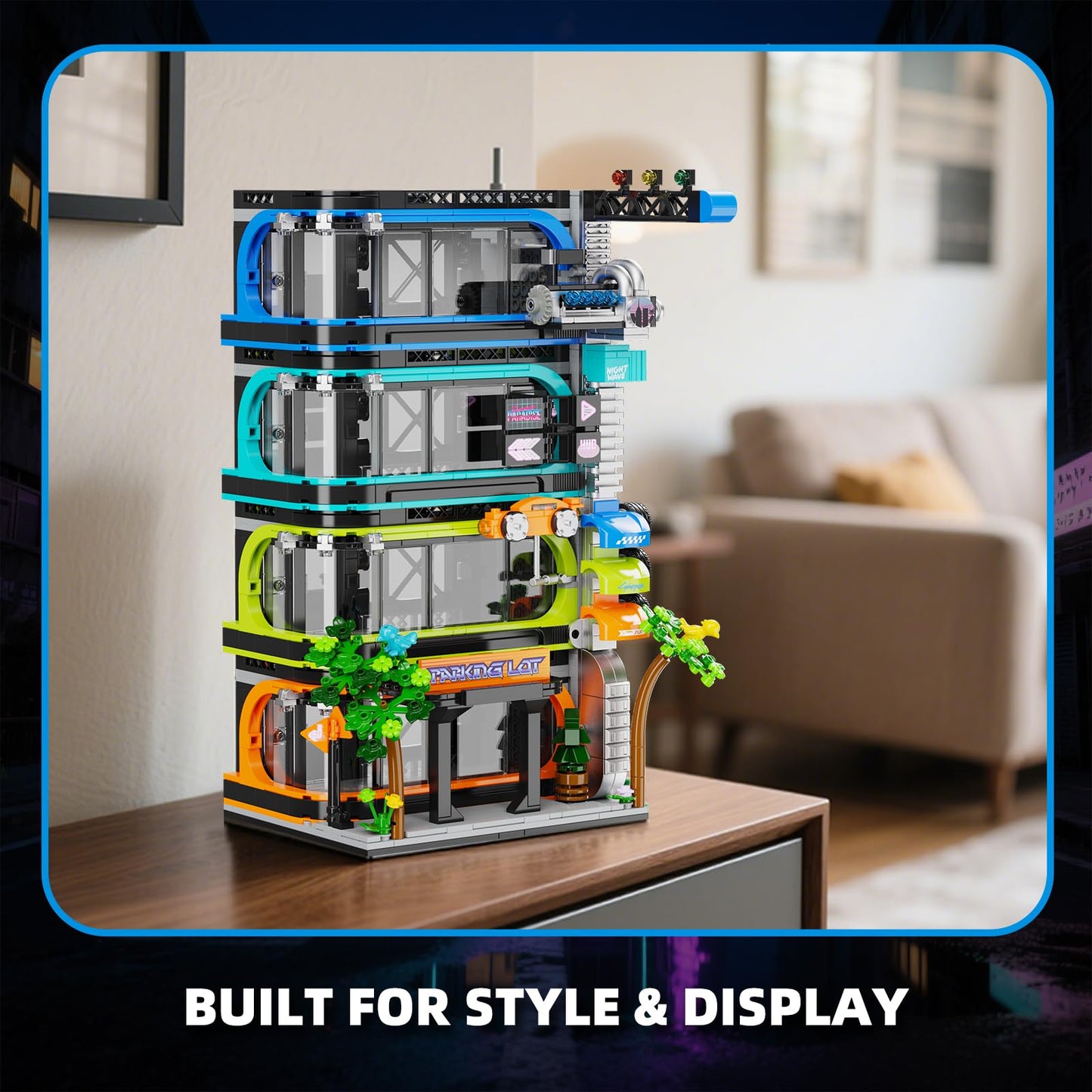 NEWABWN City Parking Tower Building Set for Adults – 1144 Pieces, 6-Stud & 1:64 Display