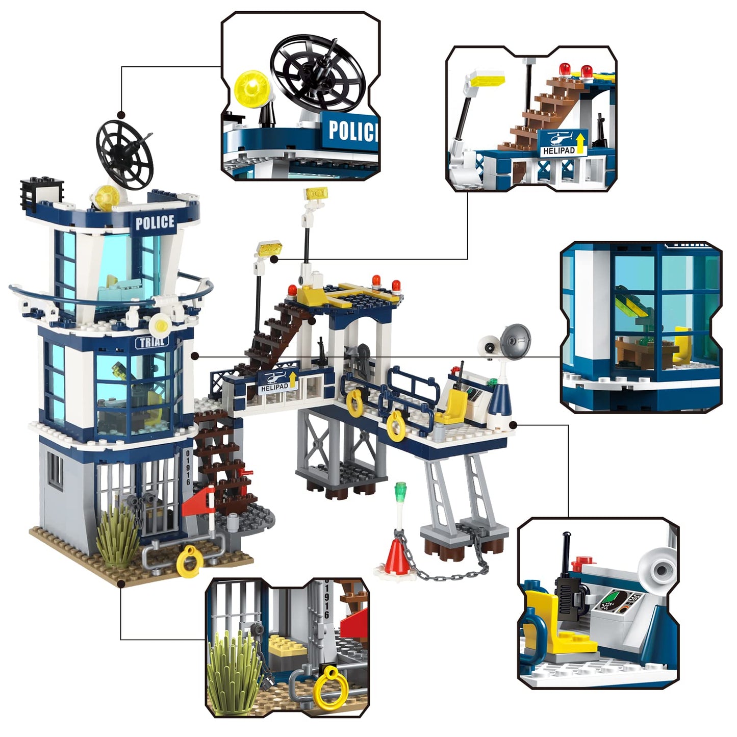 NEWABWN City Police Station STEM Building Set – 565 Pieces, LEGO-Compatible Kit for Kids 6-10