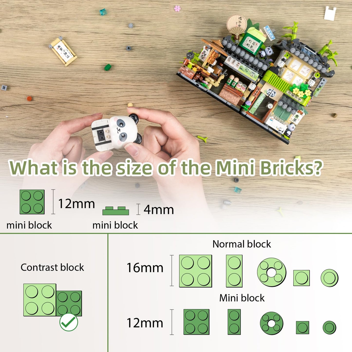 NEWABWN Street View Tea Shop Mini Building Blocks – 860PCS Panda Architecture Toy | Gift Idea for Kids & Adults