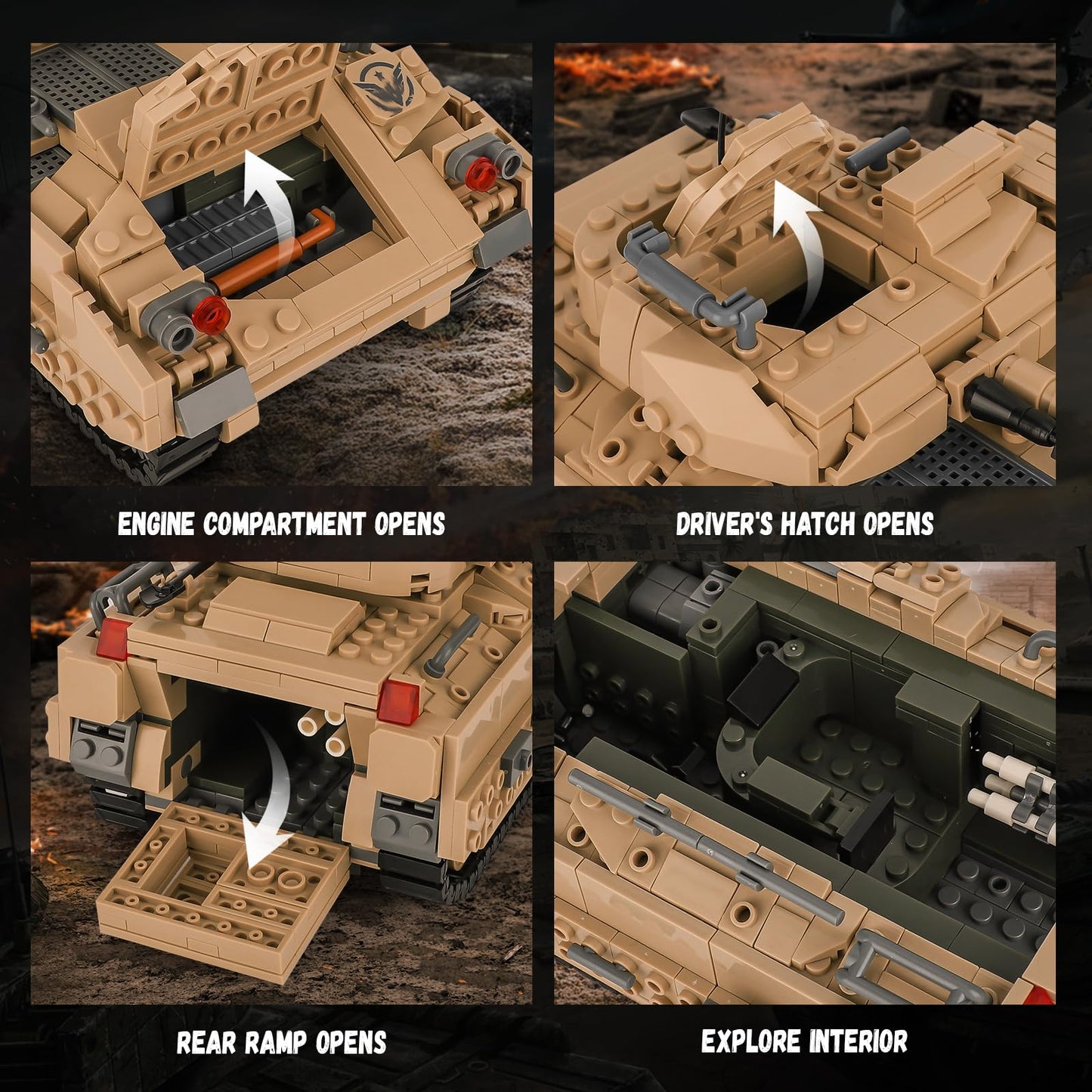 NEWABWN M2 Bradley Tank Toy Building Set – 1350 Pieces, LEGO Compatible