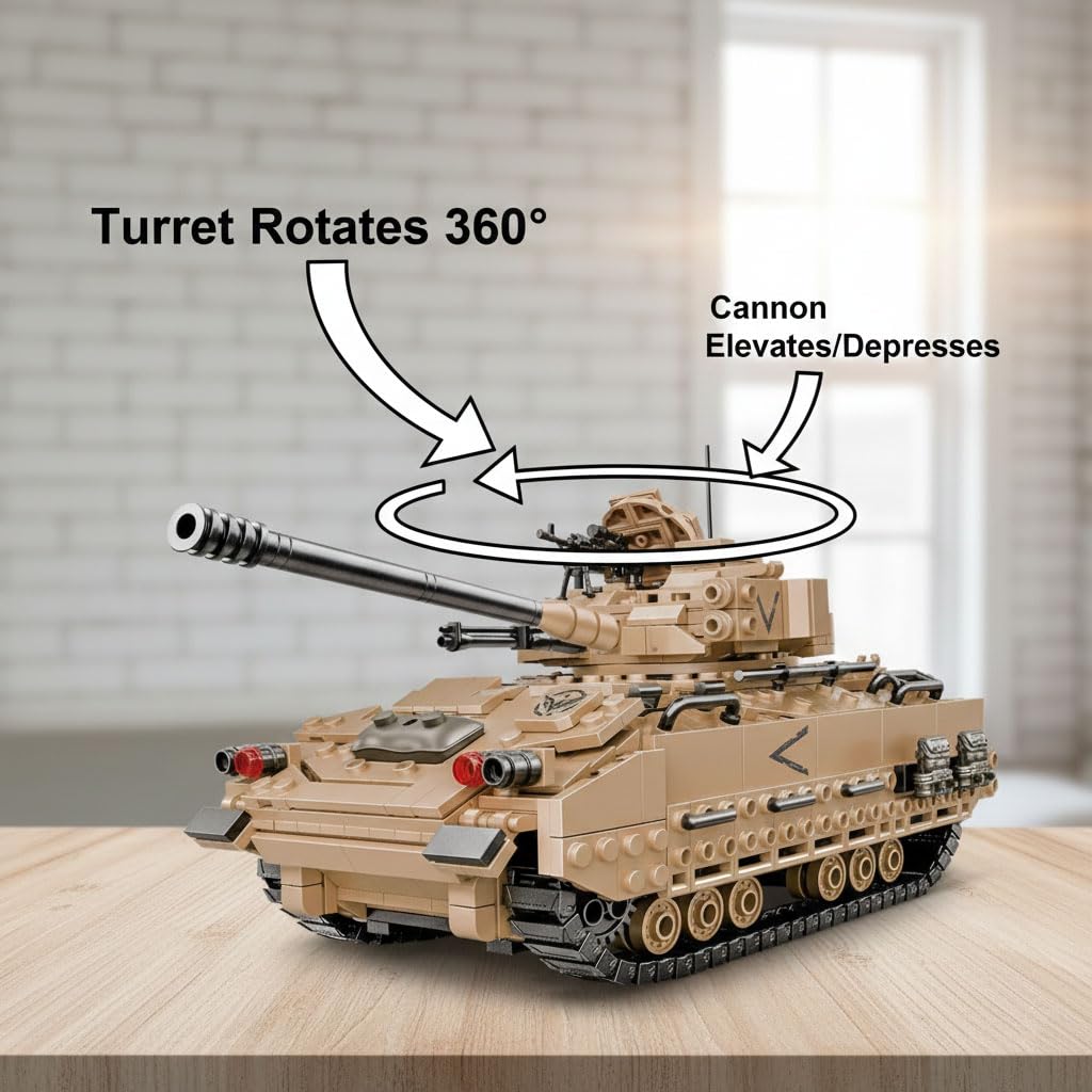 NEWABWN M2 Bradley Tank Toy Building Set – 1350 Pieces, LEGO Compatible
