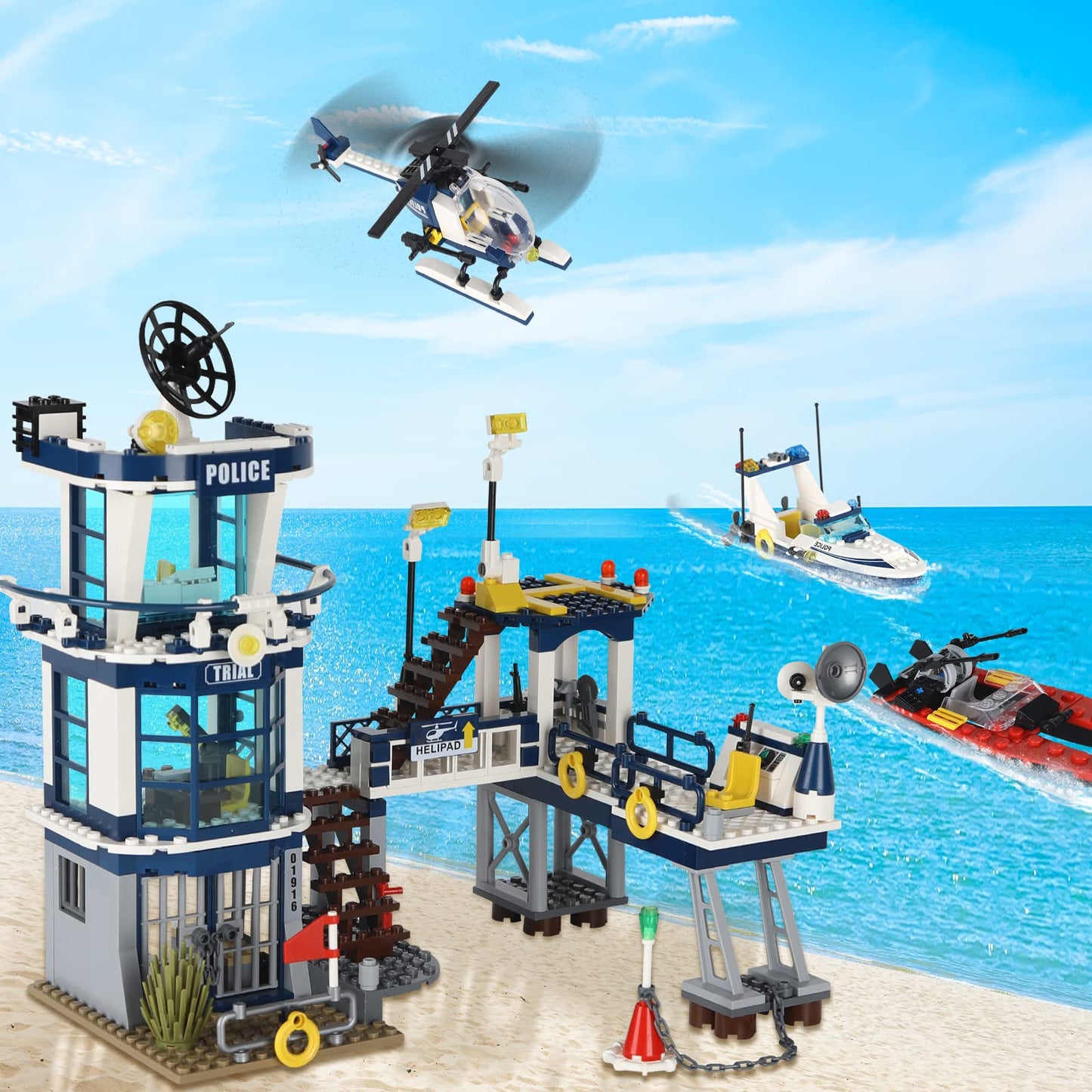 NEWABWN City Police Station STEM Building Set – 565 Pieces, LEGO-Compatible Kit for Kids 6-10