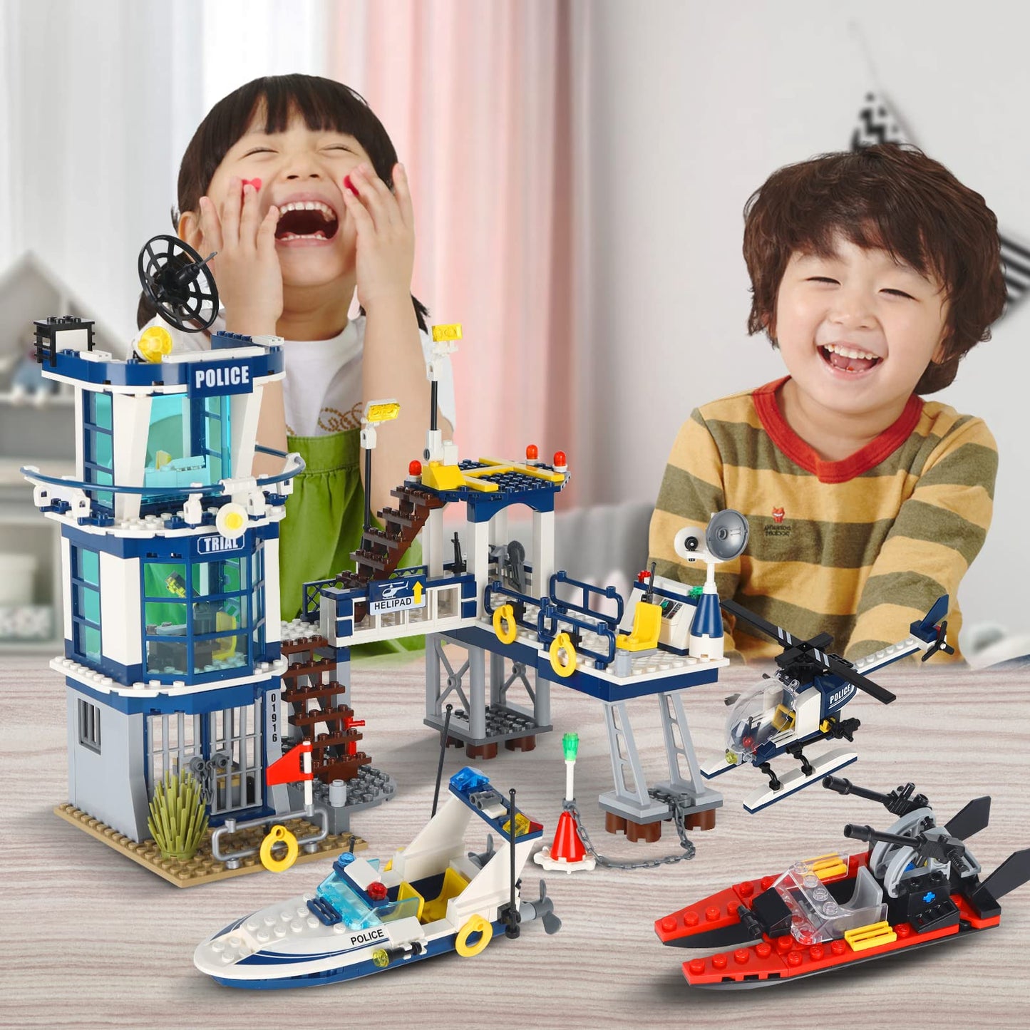 NEWABWN City Police Station STEM Building Set – 565 Pieces, LEGO-Compatible Kit for Kids 6-10