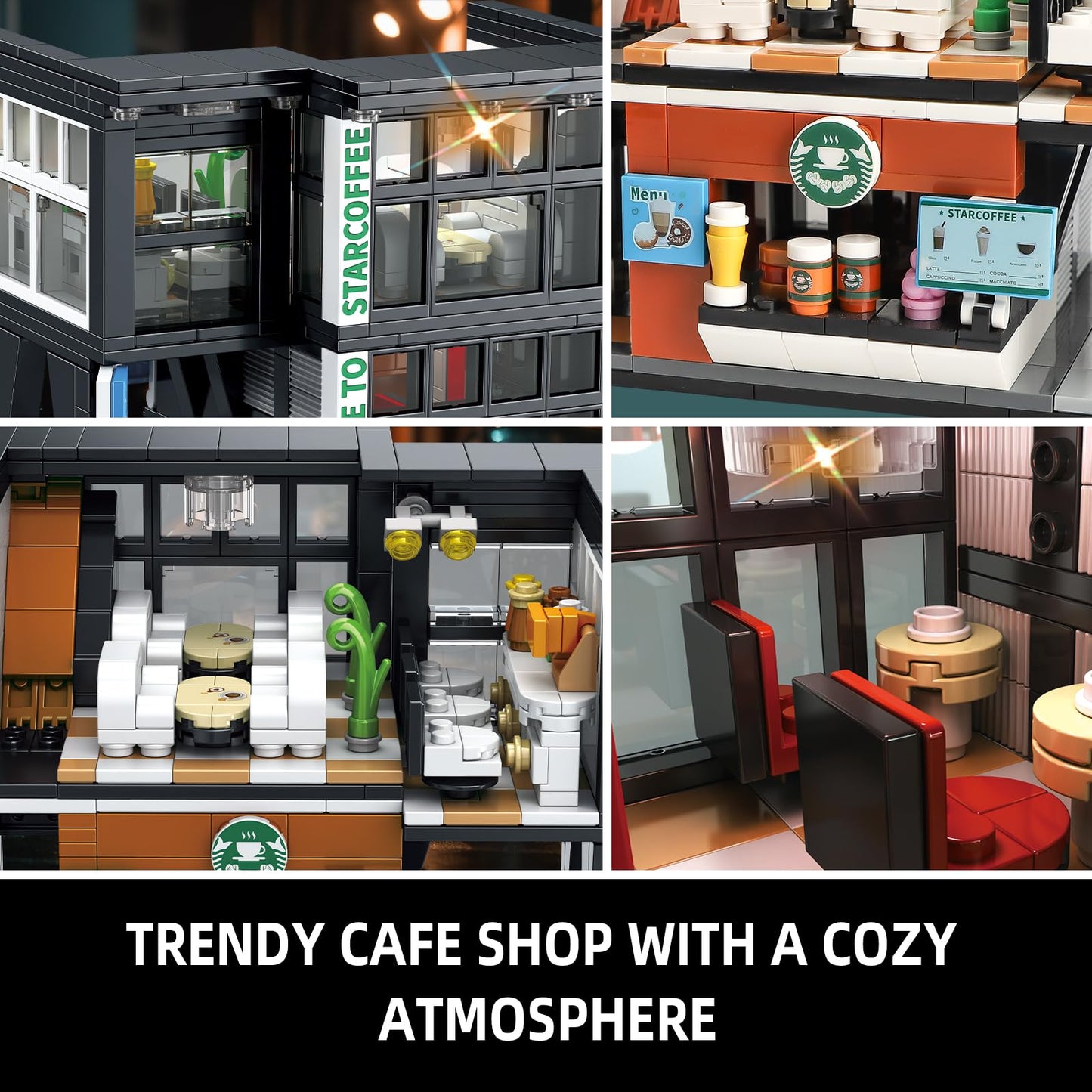 NEWABWN City Coffee House Building Set with Light – 581 PCS
