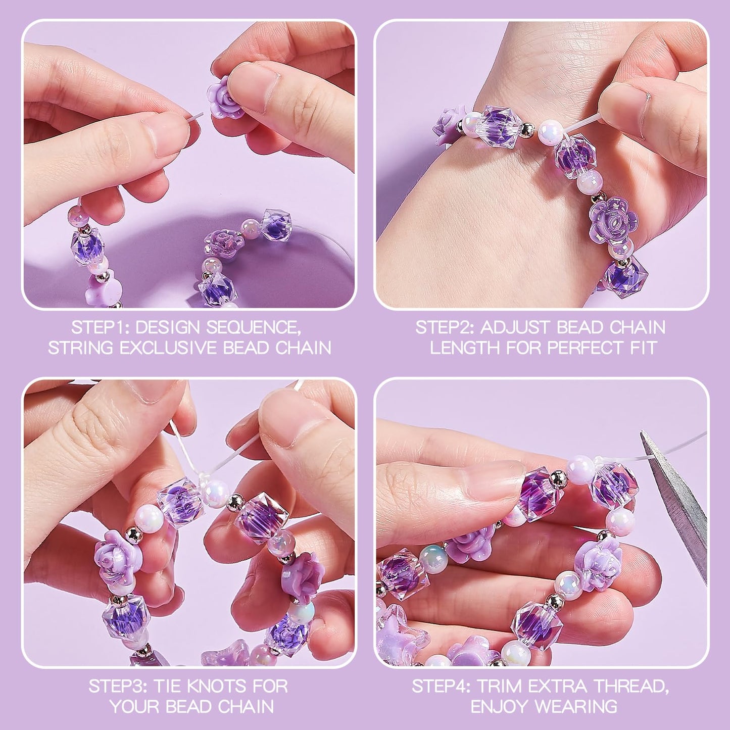 NewBandMo Jewelry Making Kit for Girls 8-12 — DIY Bracelet & Necklace Craft Kit (Purple)