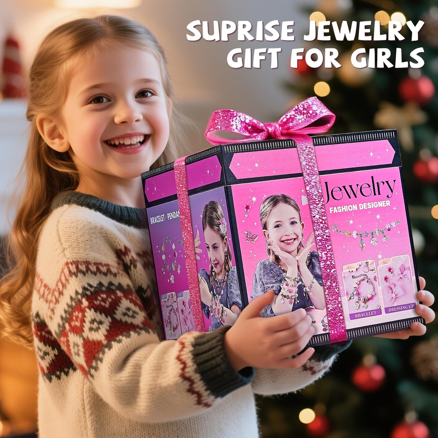 NewBandMo Jewelry Making Kit for Girls 8-12 — DIY Bracelet & Bead Craft Set (Pink)