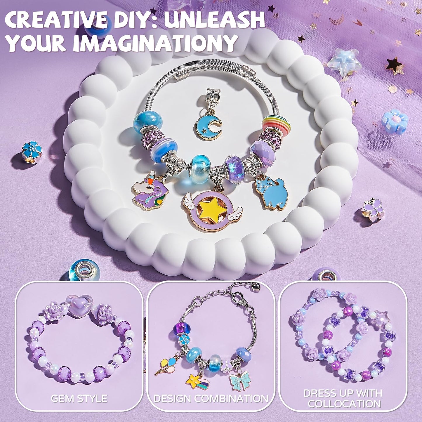 NewBandMo Jewelry Making Kit for Girls 8-12 — DIY Bracelet & Necklace Craft Kit (Purple)