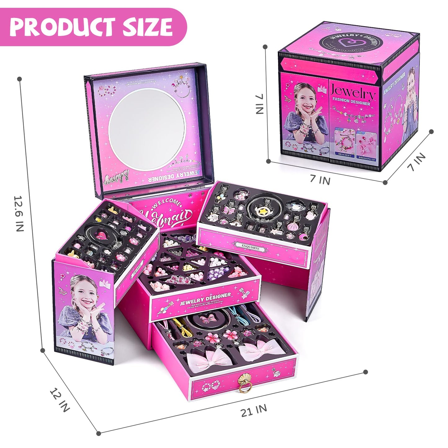NewBandMo Jewelry Making Kit for Girls 8-12 — DIY Bracelet & Bead Craft Set (Pink)