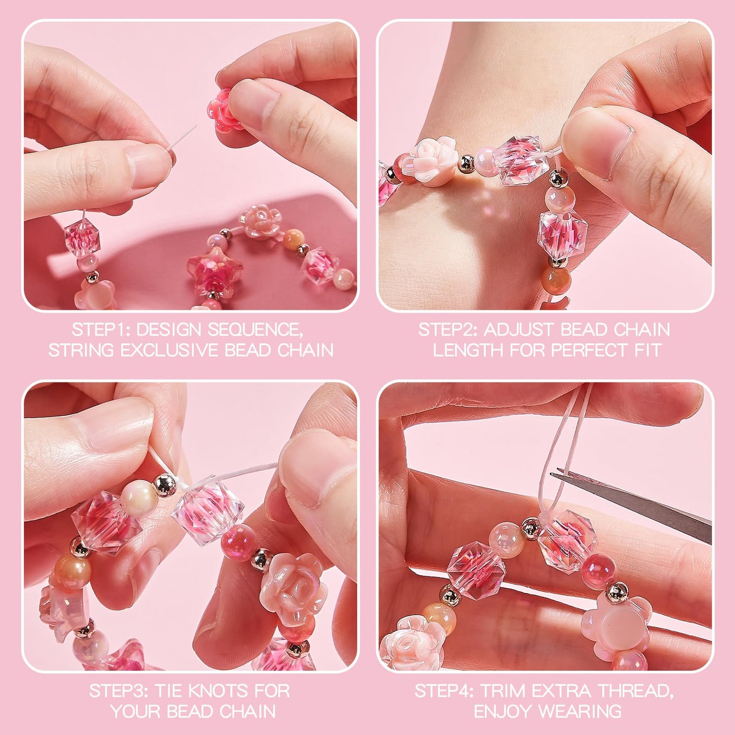 NewBandMo Jewelry Making Kit for Girls 8-12 — DIY Bracelet & Bead Craft Set (Pink)