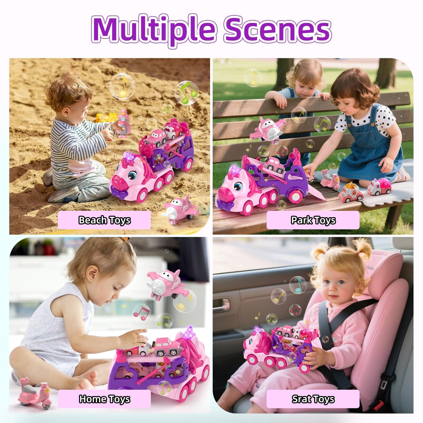 Newcrave 7-in-1 Carrier Truck & Cars Toy Set – Lights & Music for Ages 1–4