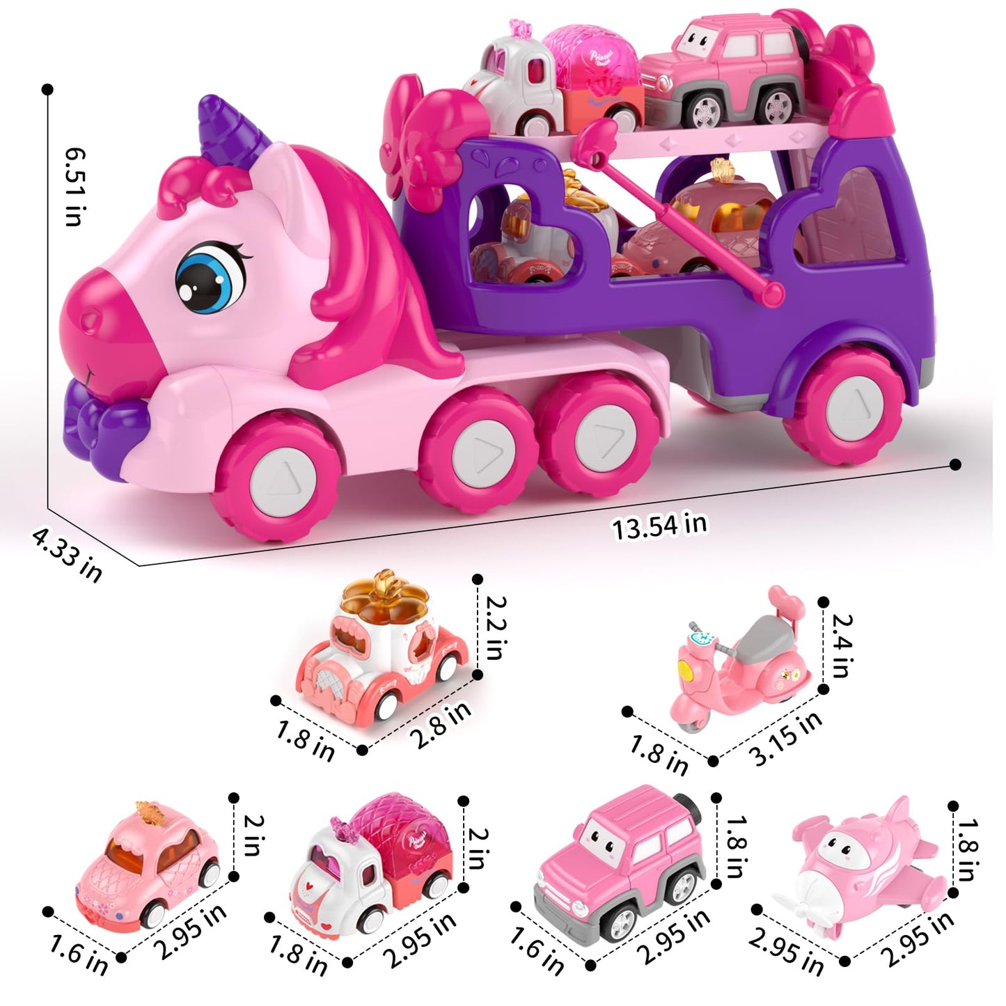 Newcrave 7-in-1 Carrier Truck & Cars Toy Set – Lights & Music for Ages 1–4
