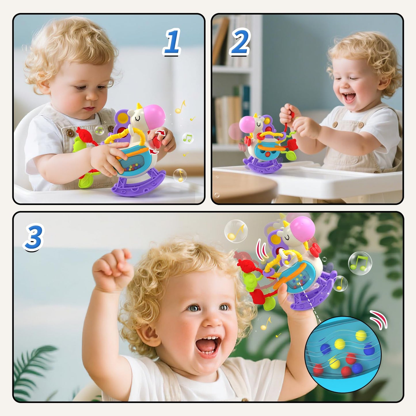 Newcrave 4-in-1 Baby Toys for 6-18 Months | Sensory Stacking & Musical Travel Cube