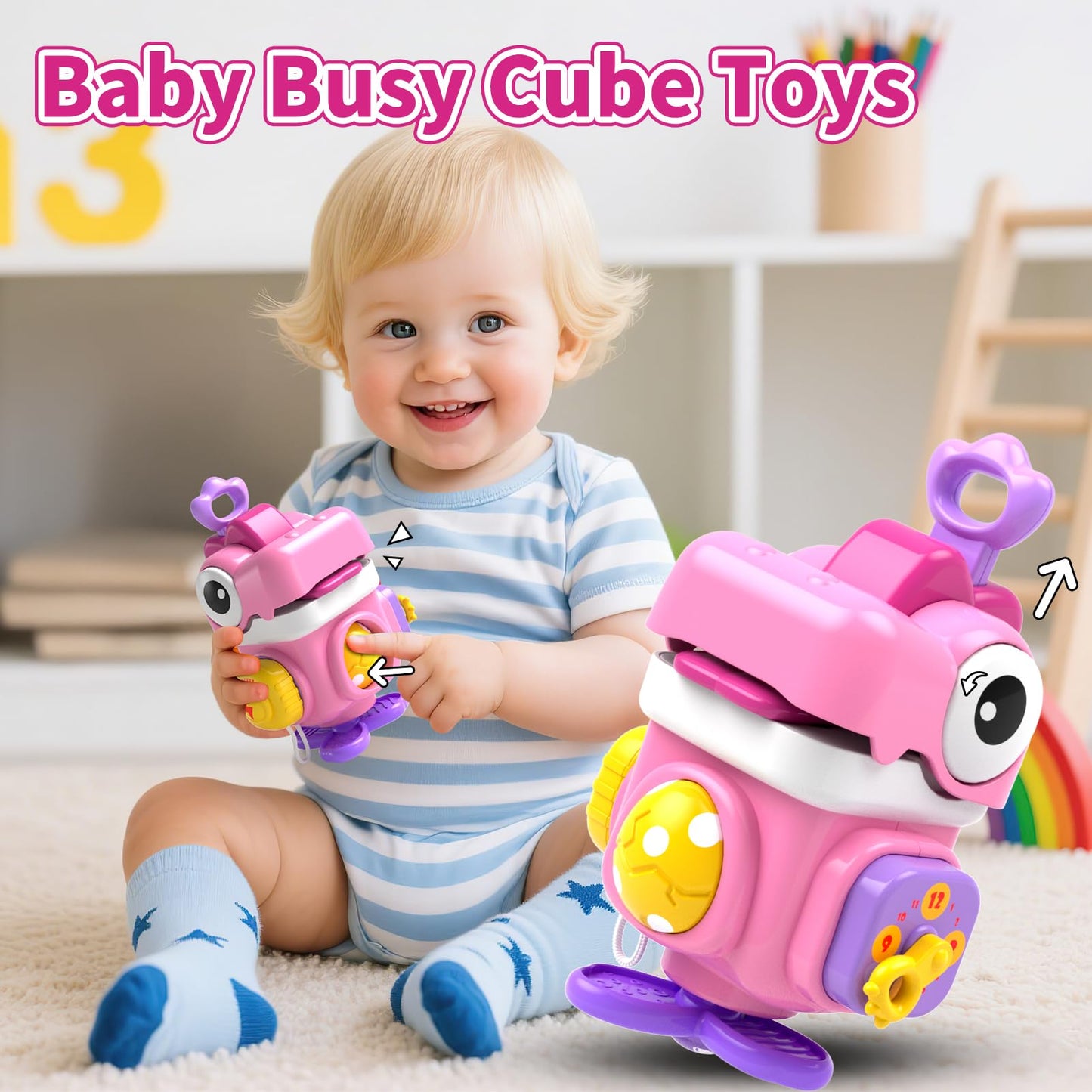 Newcrave 4-in-1 Baby Toys for 6-18 Months | Busy Cube, Piano Xylophone & Stacking Set