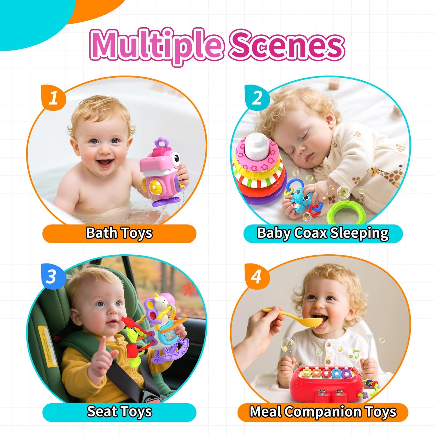 Newcrave 4-in-1 Baby Toys for 6-18 Months | Busy Cube, Piano Xylophone & Stacking Set