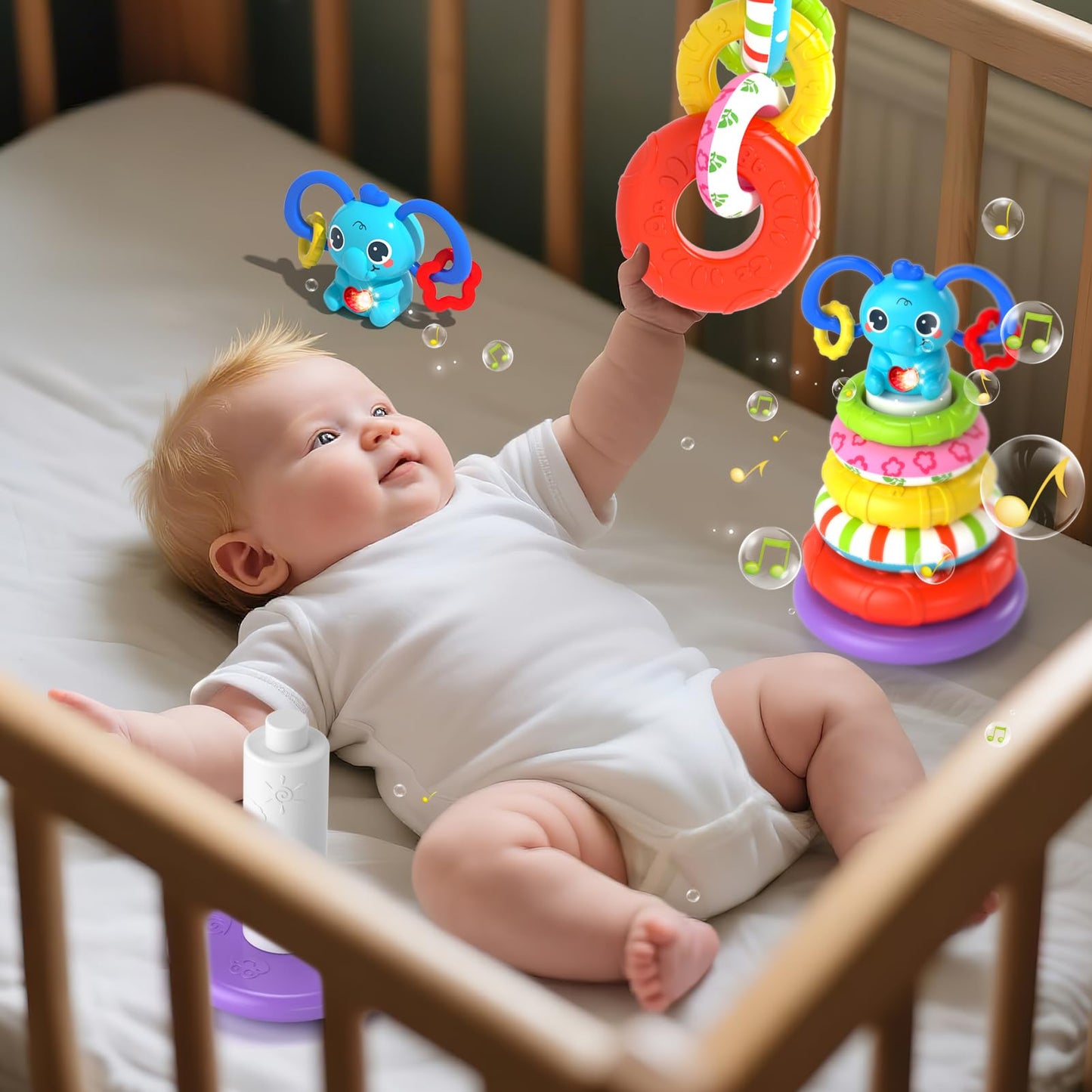 Newcrave 4-in-1 Baby Toys for 6-18 Months | Busy Cube, Piano Xylophone & Stacking Set