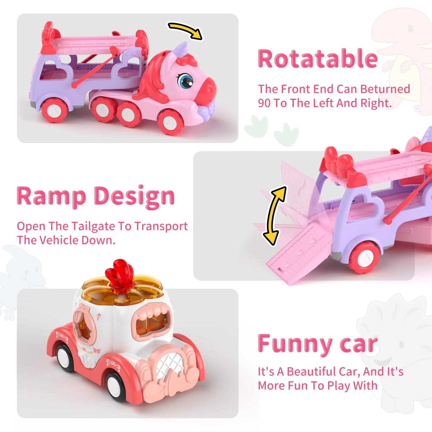 Newcrave 7-in-1 Princess Carrier Truck Toys for Toddlers (Age 1-3) — Light, Music & Imaginative Play