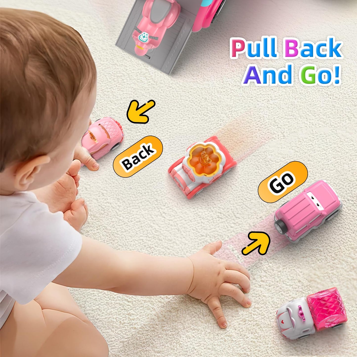 Newcrave 7-in-1 Carrier Truck Toy for 1–3 Year Old Girls – Friction-Powered, Light & Music
