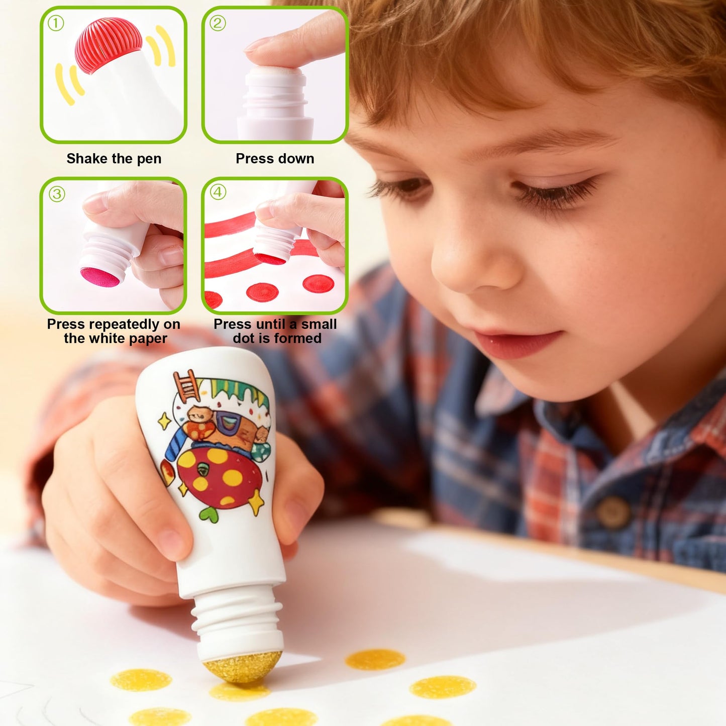 NewFamily DIY Washable Dot Markers – 6-Pack Mushroom Markers for Toddlers