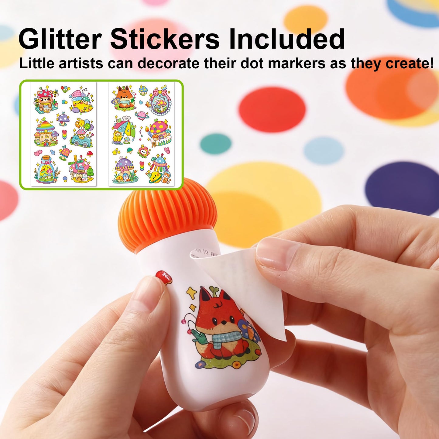NewFamily DIY Washable Dot Markers – 6-Pack Mushroom Markers for Toddlers
