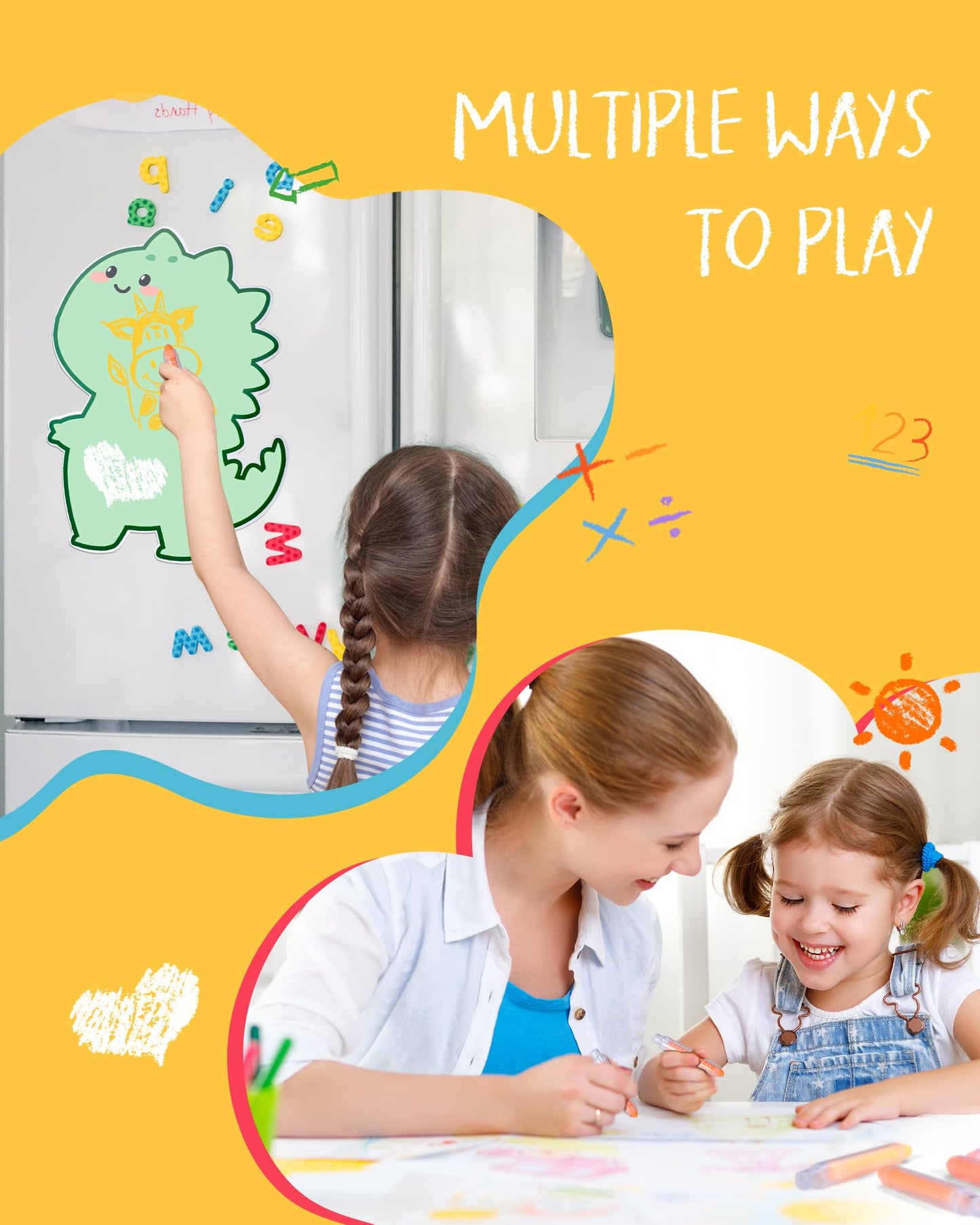NewFamily Kids Art Chalk Set – 24-Color Dustless Chalk & Magnetic Drawing Board