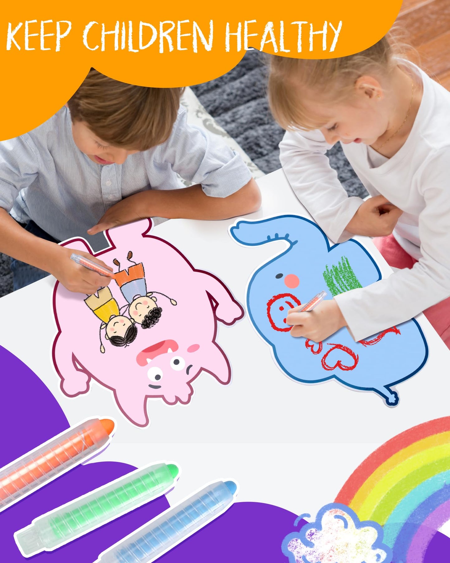 NewFamily Kids Art Chalk Set – 24-Color Dustless Chalk & Magnetic Drawing Board