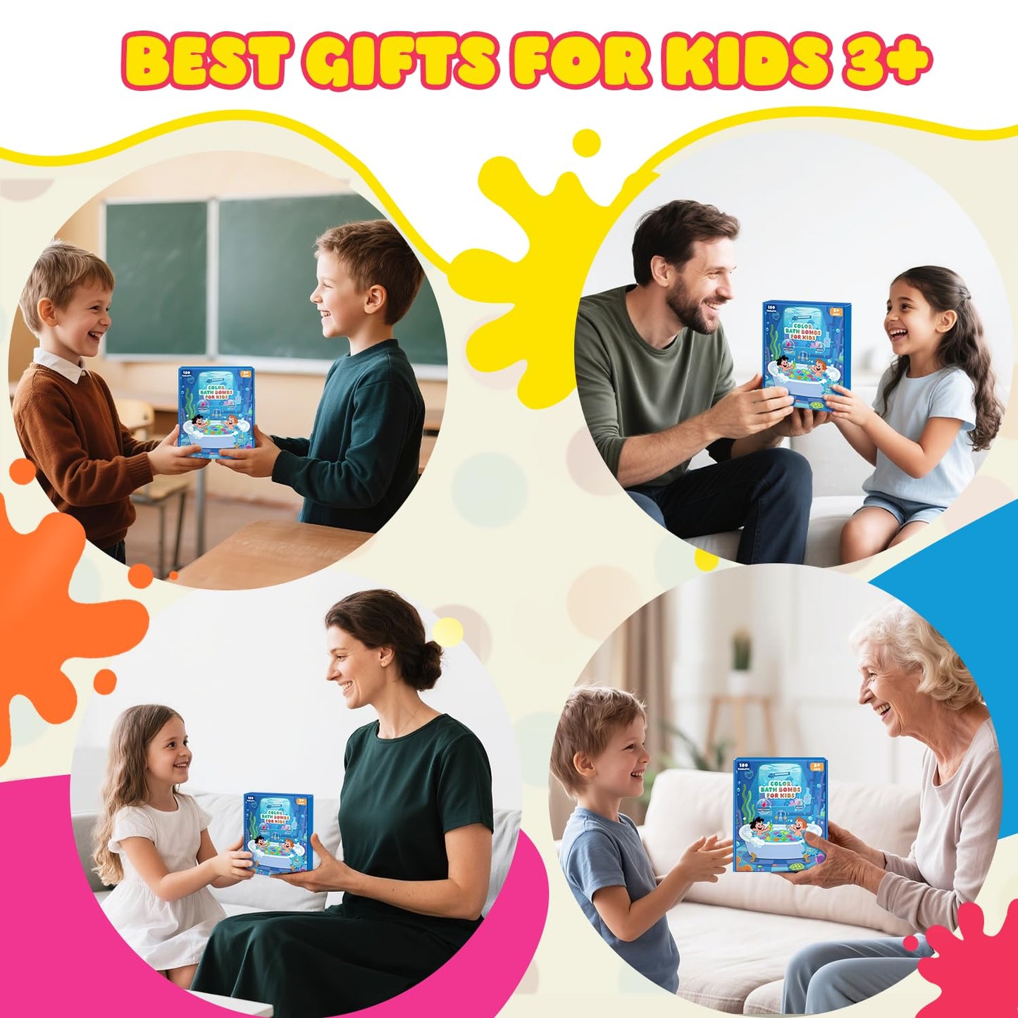 NEWFEIFAN Bath Bombs for Kids – 180 Color Tablets for Creative Bath Art