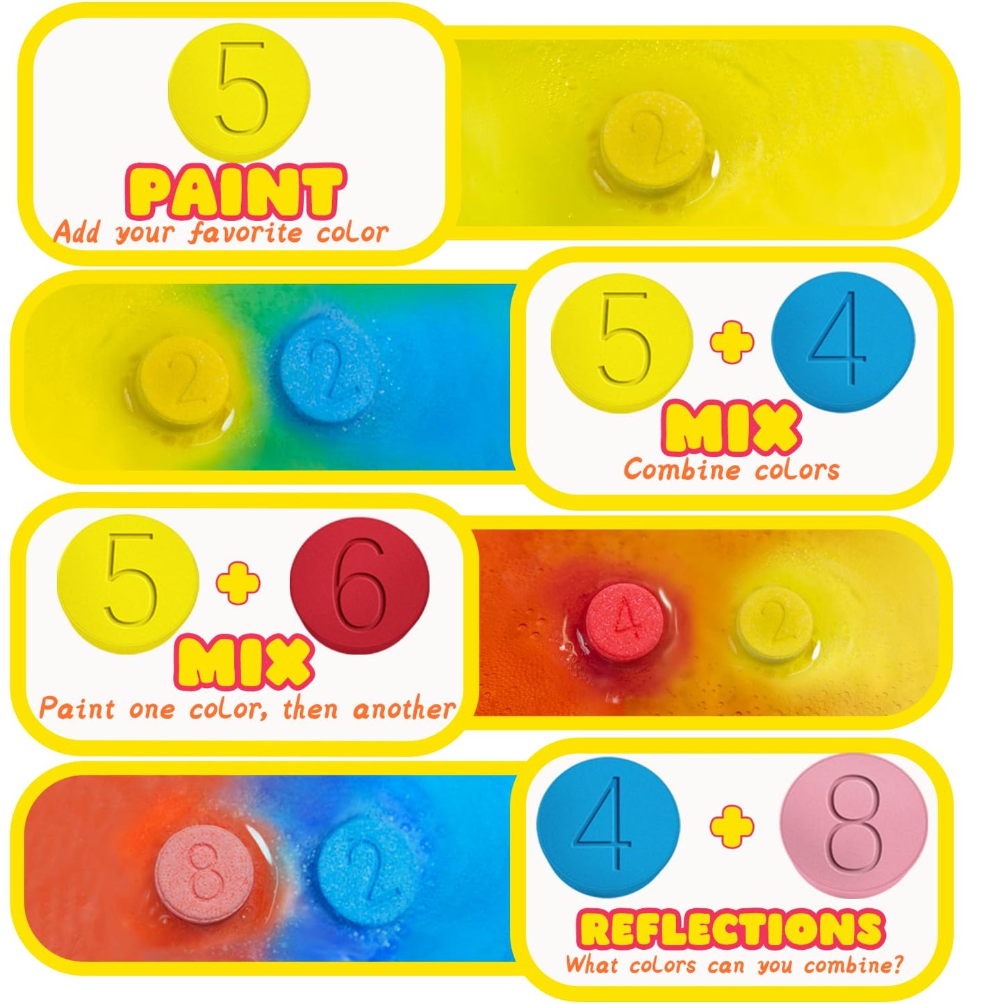 NEWFEIFAN Bath Bombs for Kids – 180 Color Tablets for Creative Bath Art