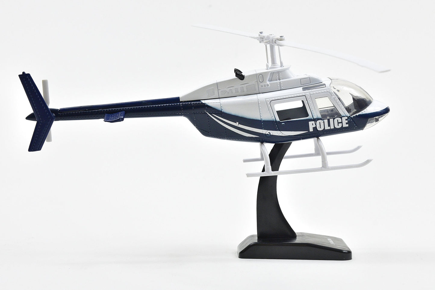 NewRay Bell 206 Helicopter Diecast Model – Police Sky Pilot Series, 1:34 Scale, Dark Blue & White