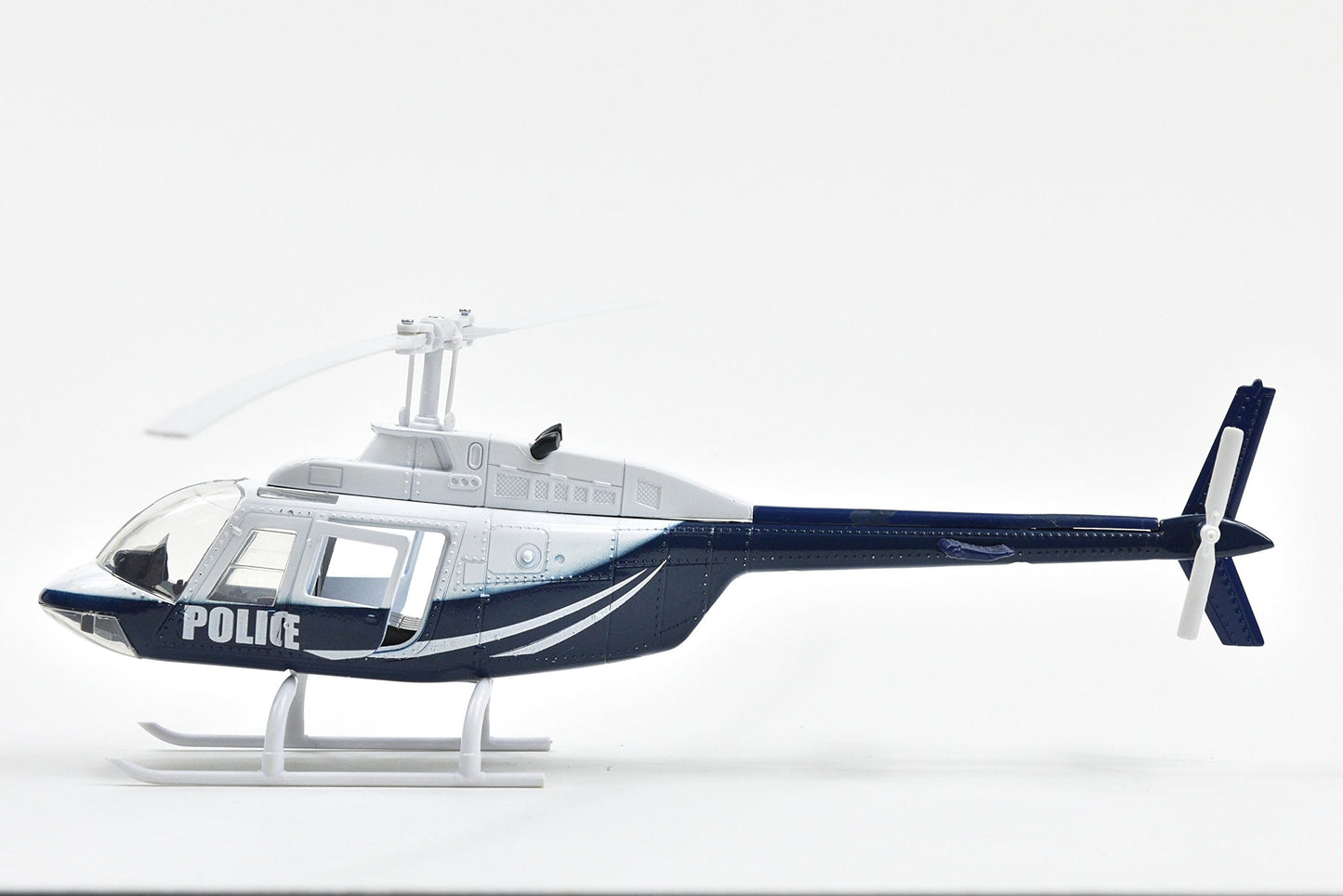 NewRay Bell 206 Helicopter Diecast Model – Police Sky Pilot Series, 1:34 Scale, Dark Blue & White