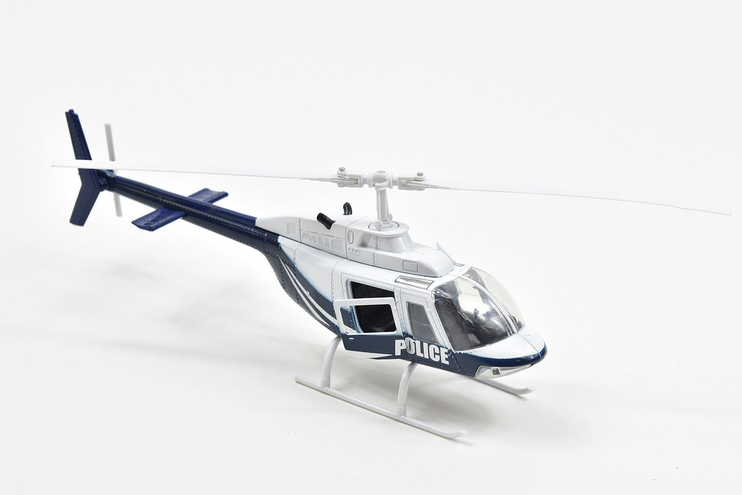 NewRay Bell 206 Helicopter Diecast Model – Police Sky Pilot Series, 1:34 Scale, Dark Blue & White
