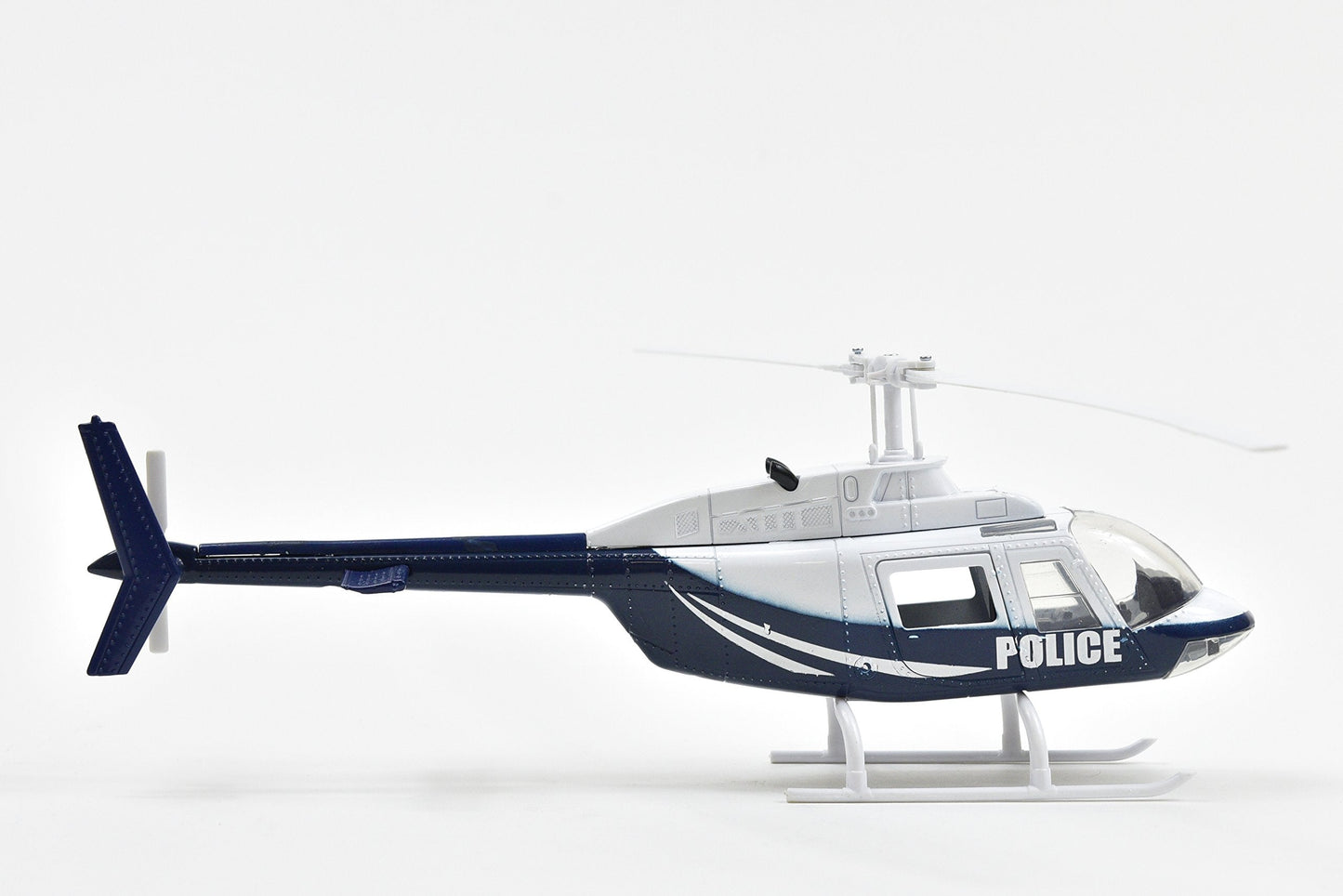 NewRay Bell 206 Helicopter Diecast Model – Police Sky Pilot Series, 1:34 Scale, Dark Blue & White