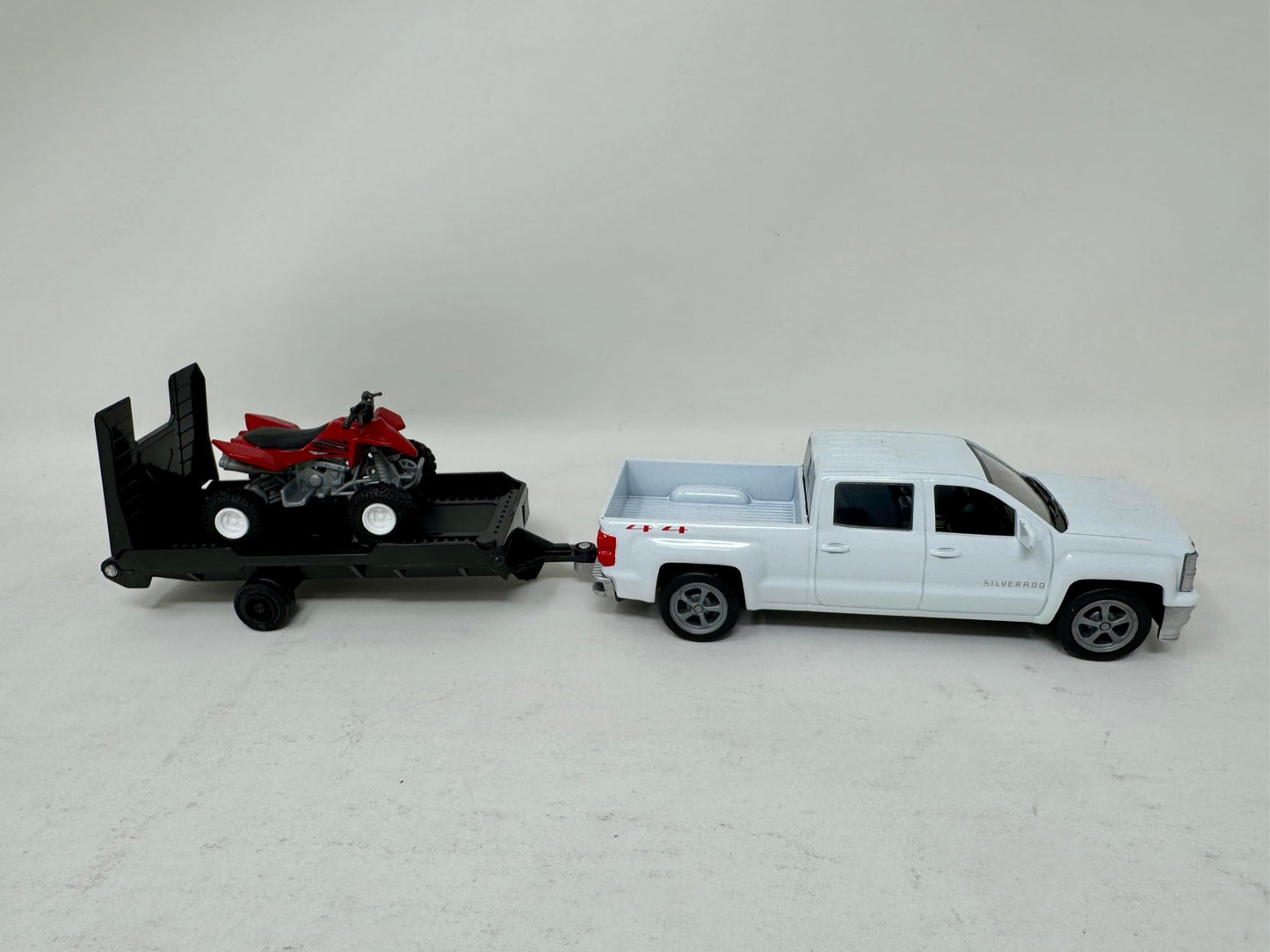 NewRay 1:43 Chevy Silverado with Trailer & Dirt Bike | Die-Cast Toy Vehicle