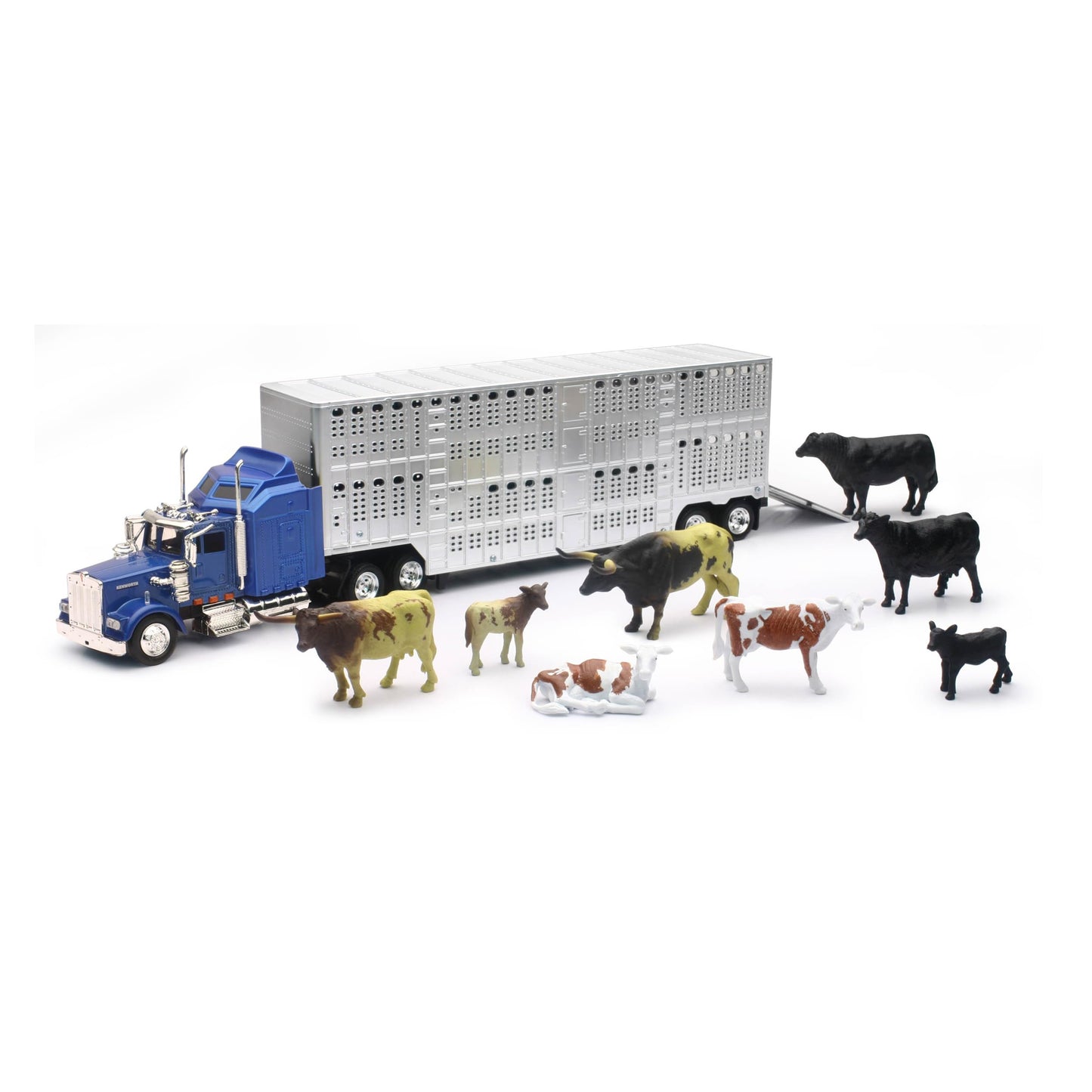 NewRay Country Life 1:43 Livestock Playset – Die-Cast Truck & Trailer with 10 Cattle