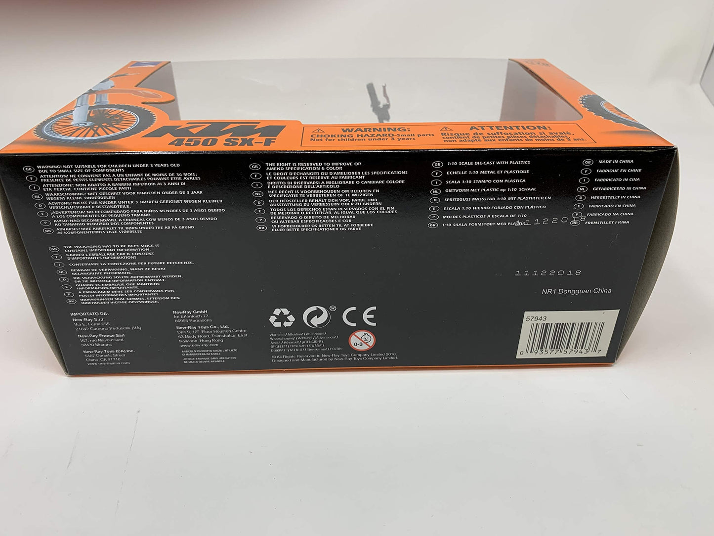 NewRay KTM 450 SXF Dirt Bike 1/10 Scale – Realistic Die-Cast Model (57943)