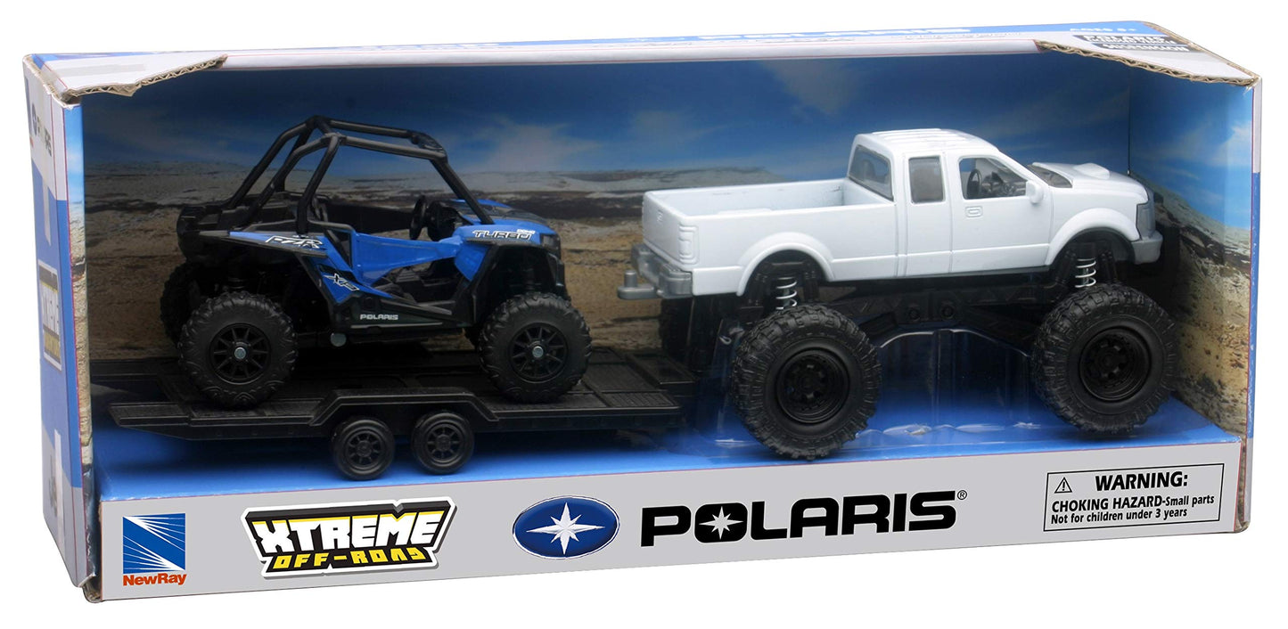 NewRay Die Cast Pick Up Truck with Polaris RZR XP1000 EPS – Mini Scale 11.25in
