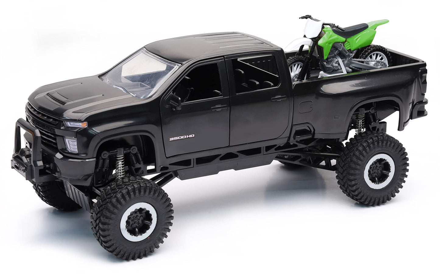 New-Ray X-Treme Adventure Chevrolet 3500 HD Off-Road Playset with Dirt Bike – 1:12 Scale