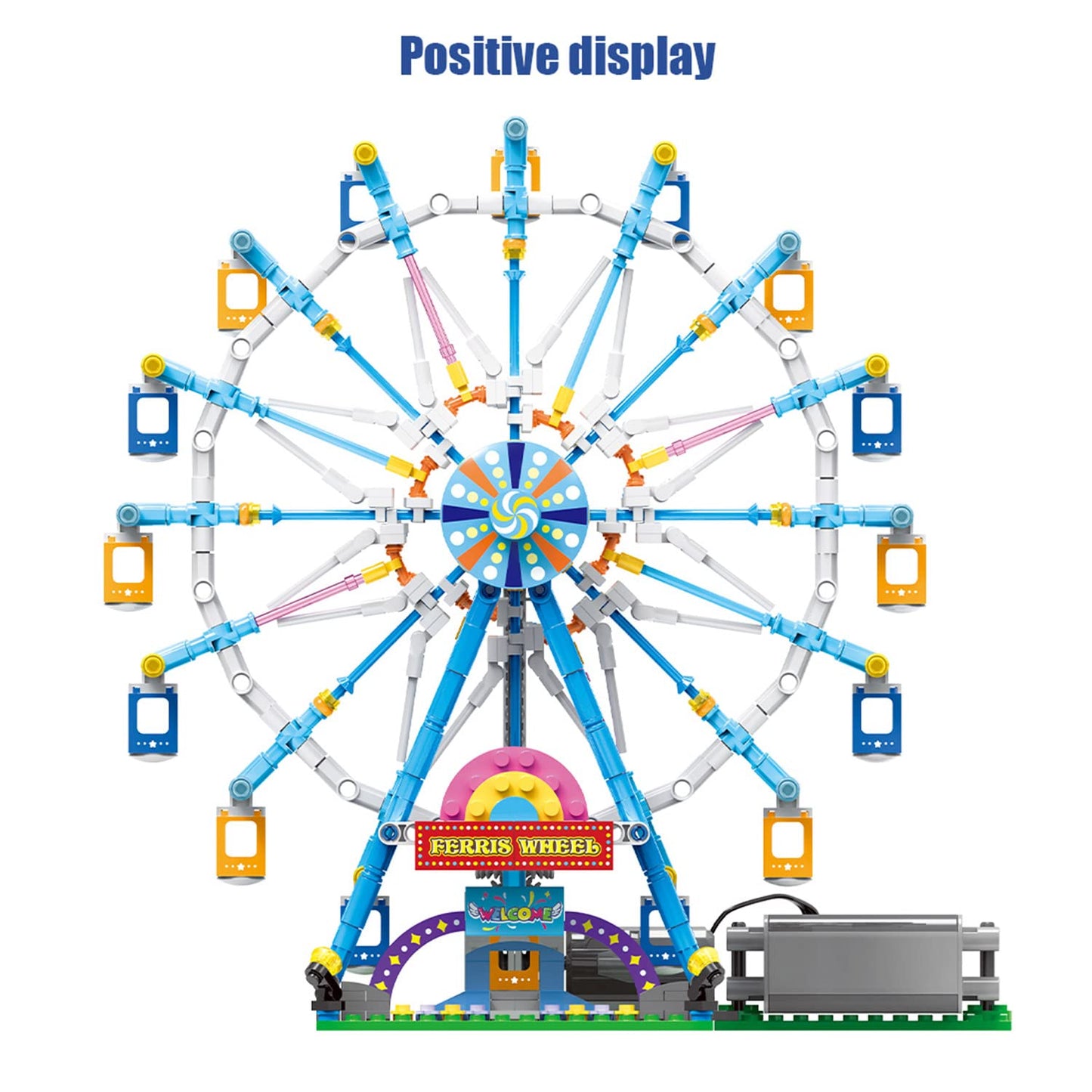 NEWRICE Rotating Ferris Wheel Building Kit with Lights – 870 Pieces, Spin & Glow, for 6+