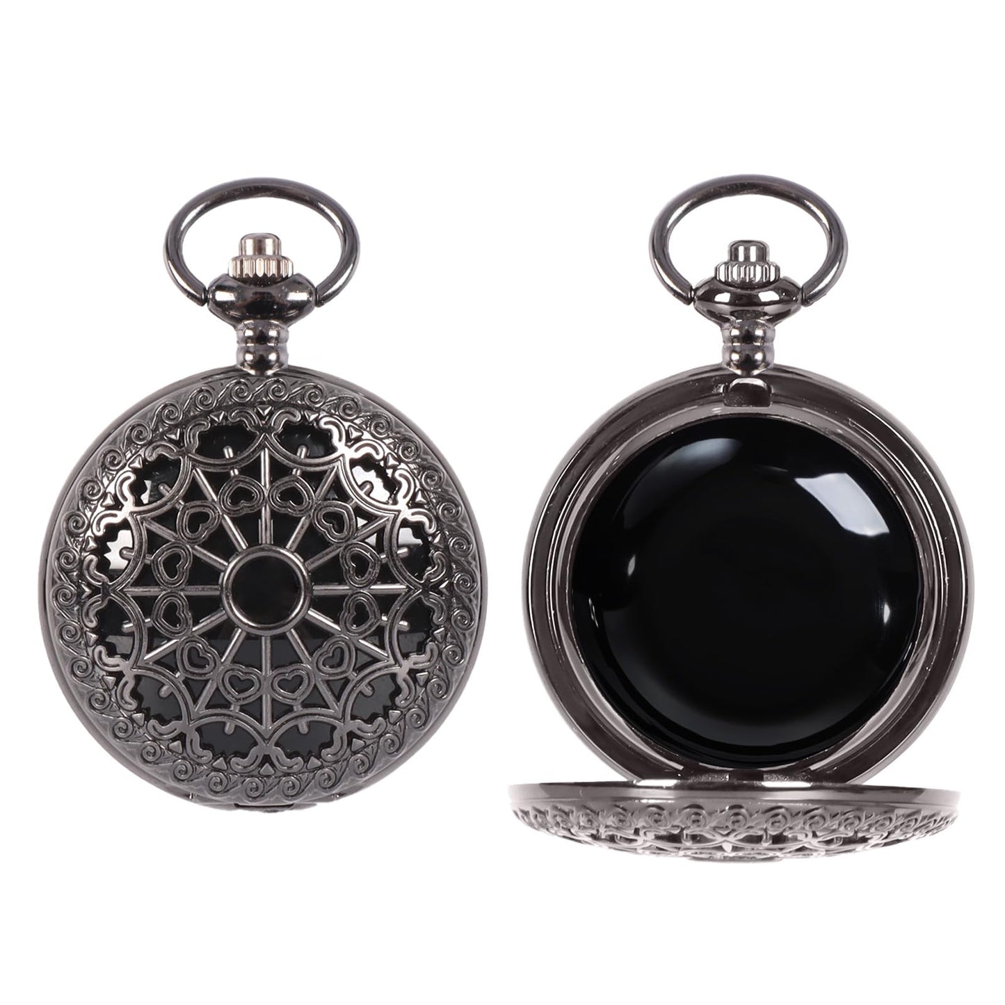 NewRiu Scrying Mirror Black Obsidian — Vintage Pocket Watch Divination Tool