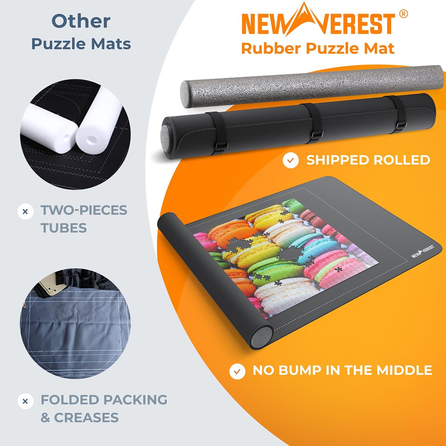 Newverest Original Jigsaw Puzzle Mat Roll Up – 46” x 26” Portable Saver for Up to 1500 Pieces with 3 Sorting Trays