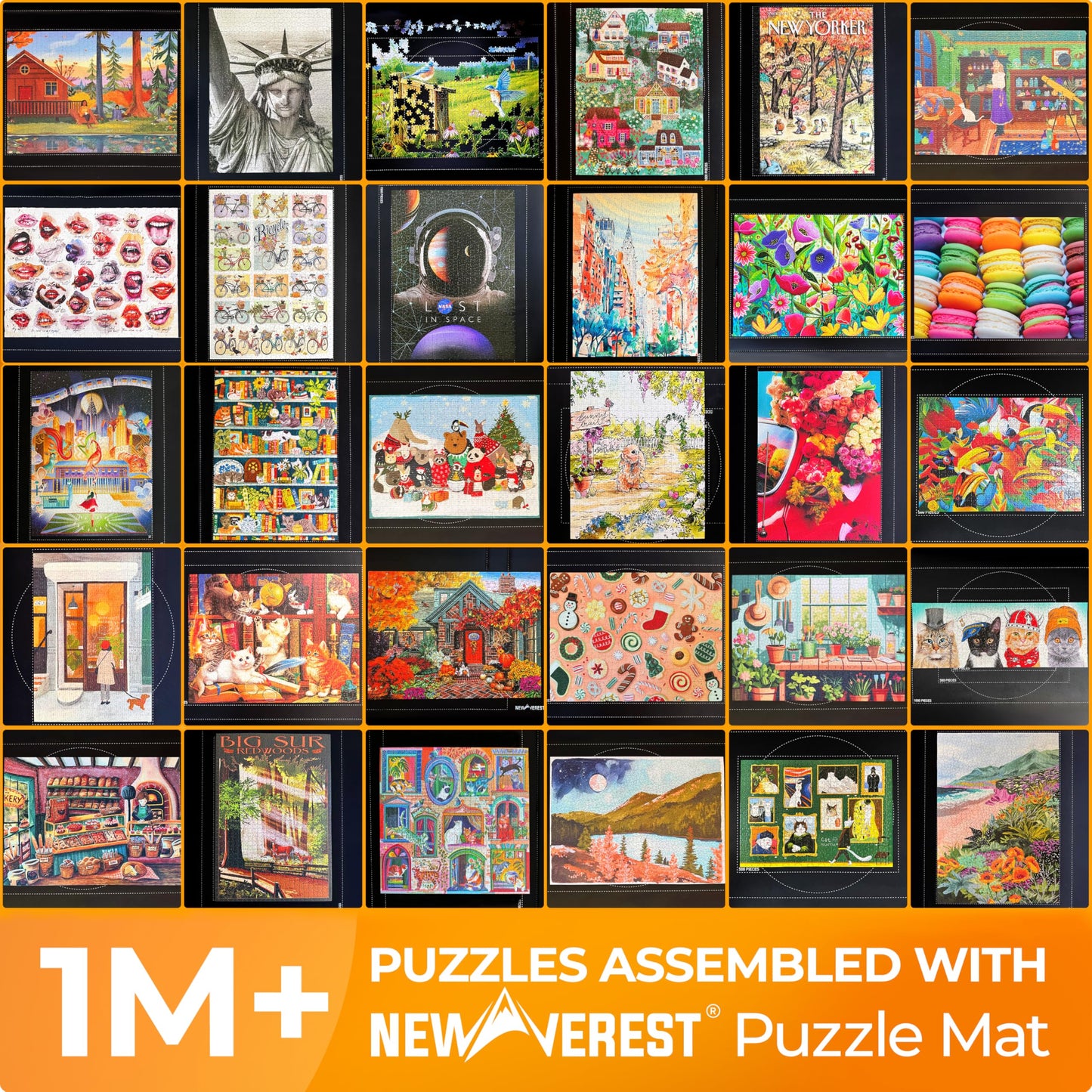 Newverest Jigsaw Puzzle Mat Roll Up – 39.4” x 23.6” with 3 Sorting Trays