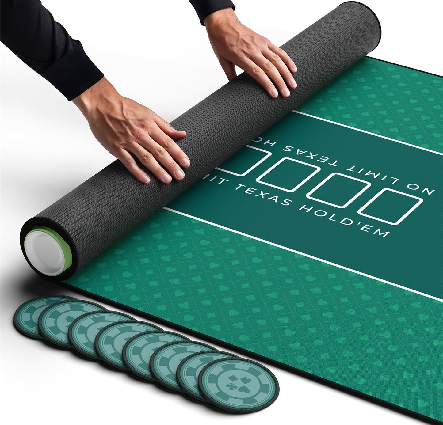 Newverest 70x35 Poker Table Top for Home Games – 10 Players, Texas Hold'em Mat