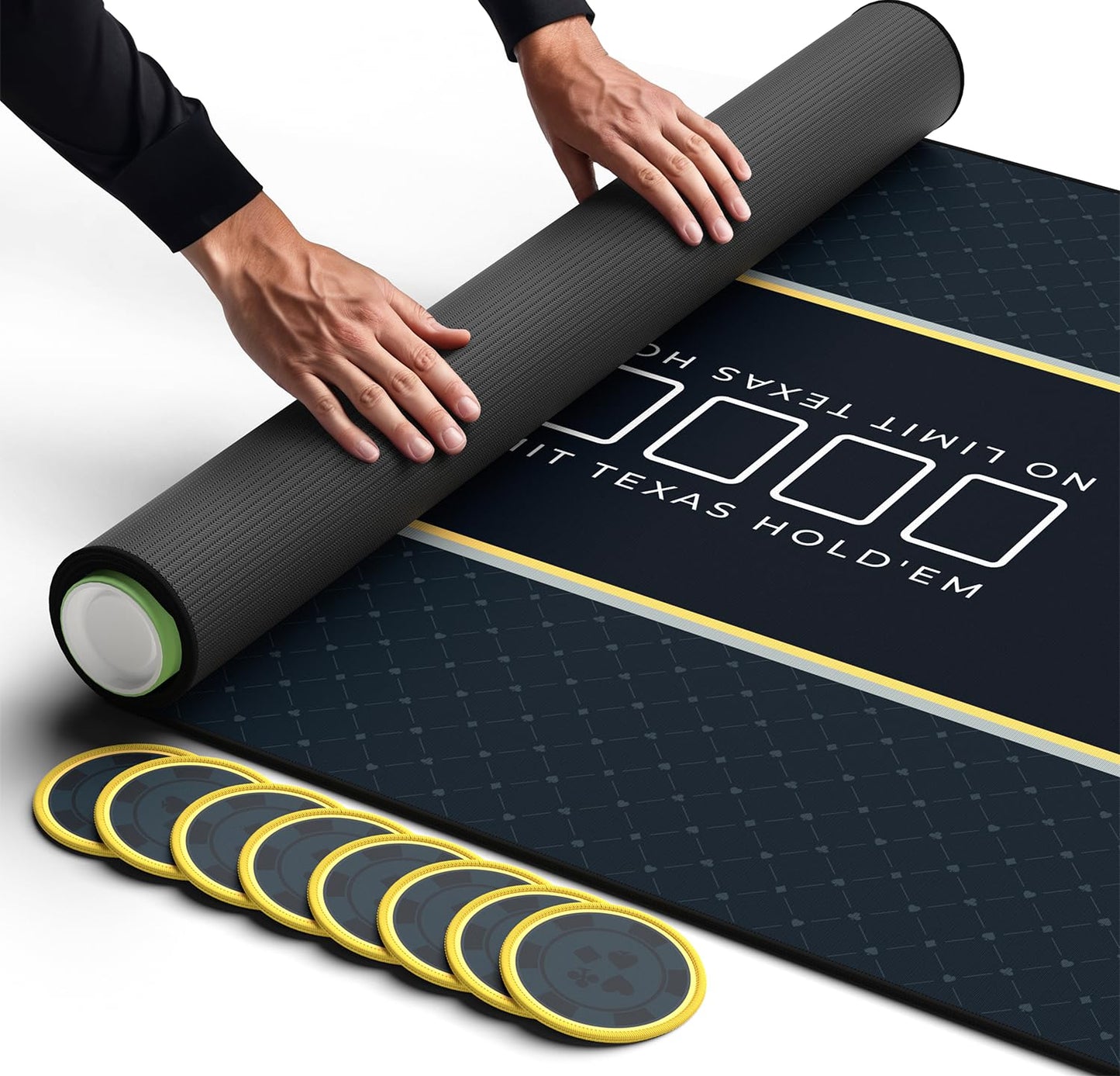 Newverest Poker Table Top 70x35 Inches – 10-Player Texas Hold'em Mat with Coasters and Gift-Ready Box